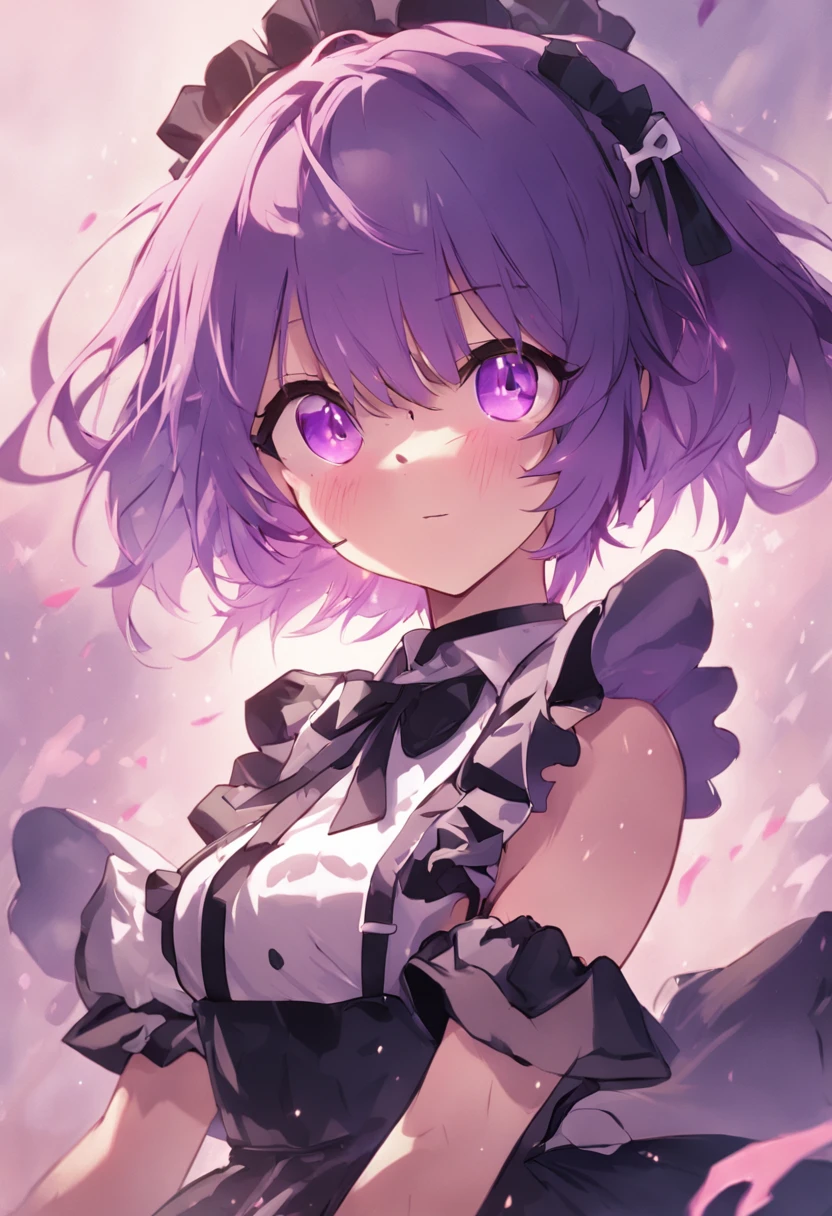 Anime girl with purple hair and black gloves and black and white shirt, shalltear from overlord, anime moe art style, Lori, rem rezero, noire, sh, small curvy lolirple and black, gapmoe yandere grimdark, Gapmoe Yandere, anime girls in maid costumes, hana yata, zerochan