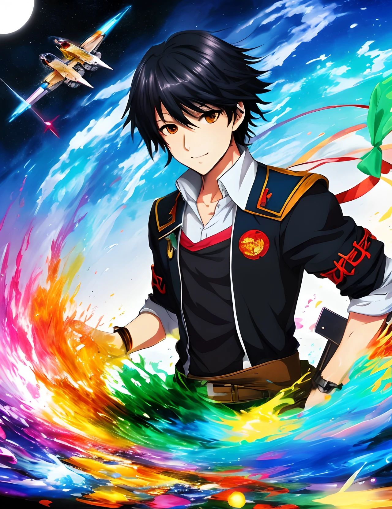 black color hair，Anime boys, touhou project official artwork, from touhou, touhou project, Touhou, Official artwork, macross frontier splash art, Official anime artwork, offcial art, mikudayo, Detailed key anime art, high detailed official artwork, Alchemist Boy, light novel cover art, macross frontier