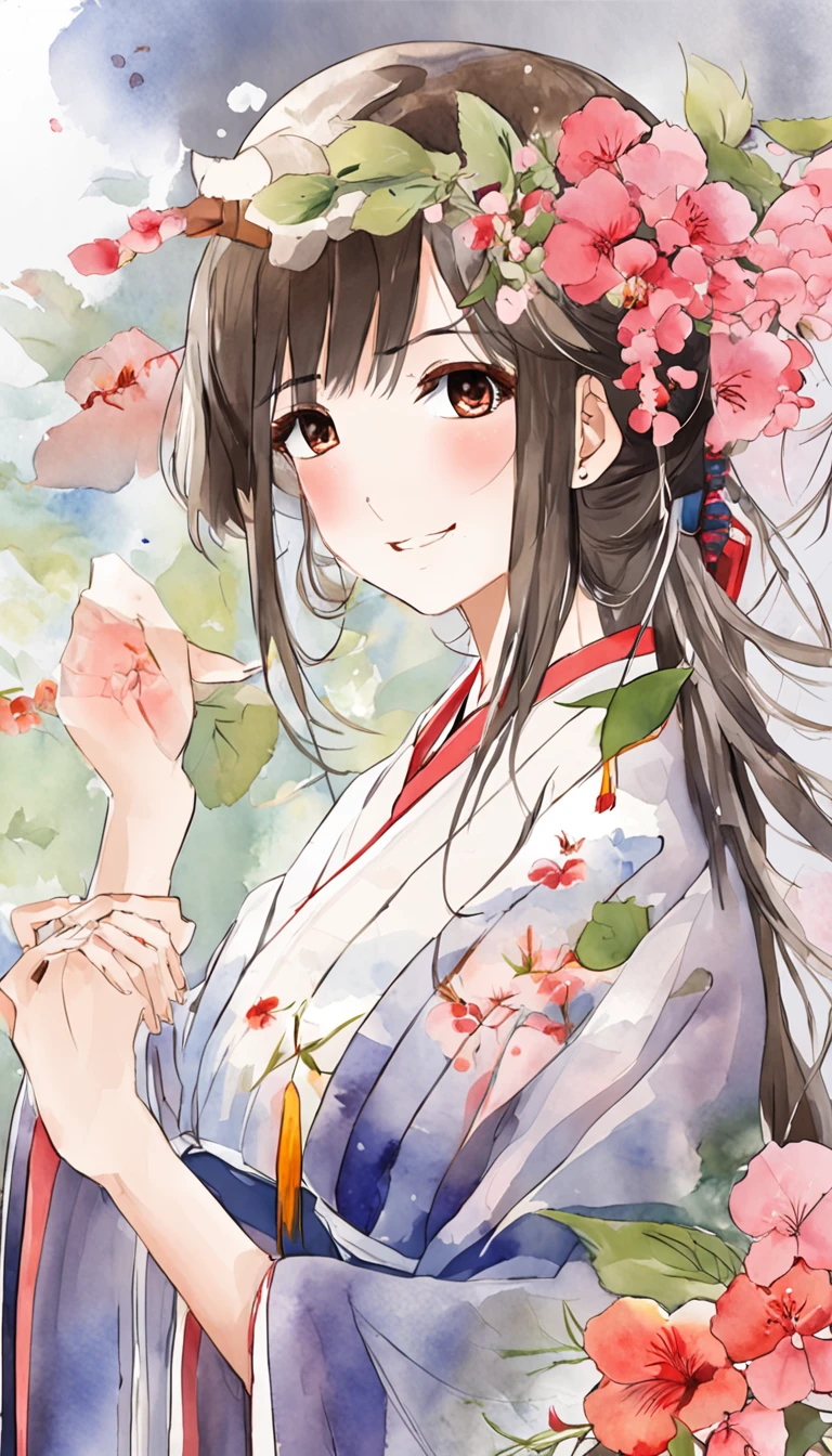 masterpiece, highres, best quality, 1girl solo, kamisato_ayaka, smile, kimono
