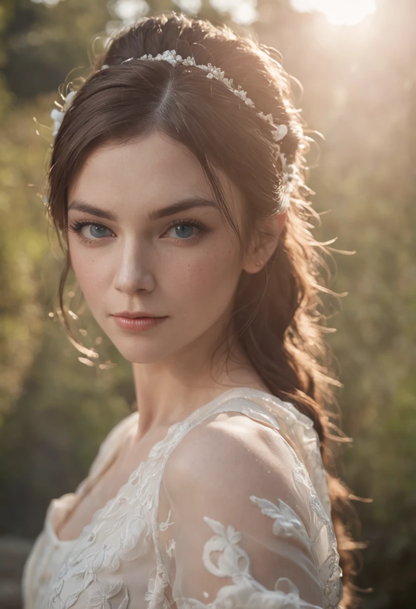 Braid, Hairpin, Raised eyebrows, Blush, Contemporary art, back lit lighting, partial underwater shot, character sheets, first person perspective, Eye level shots, Sony FE GM, Masterpiece, Textured skin, 4K，Wear a white T-shirt and blue skinny jeans