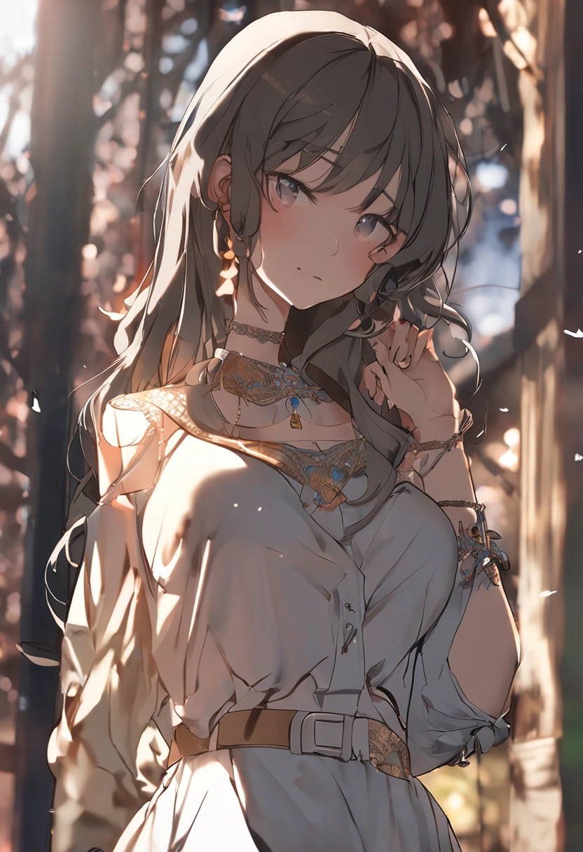 (dark brown eyes:1.2),((top-quality、8K、masterpiece:1.3))、1girl in、Beautiful woman with accentuated slim abs:1.3、(Casual Hairstyles、Colossal tits:1.2)、Casual clothing:1.2、interiors、Super Detail Face、Delicat eyes、二重まぶた、Soft breasts、A smile、Exposed cleavage