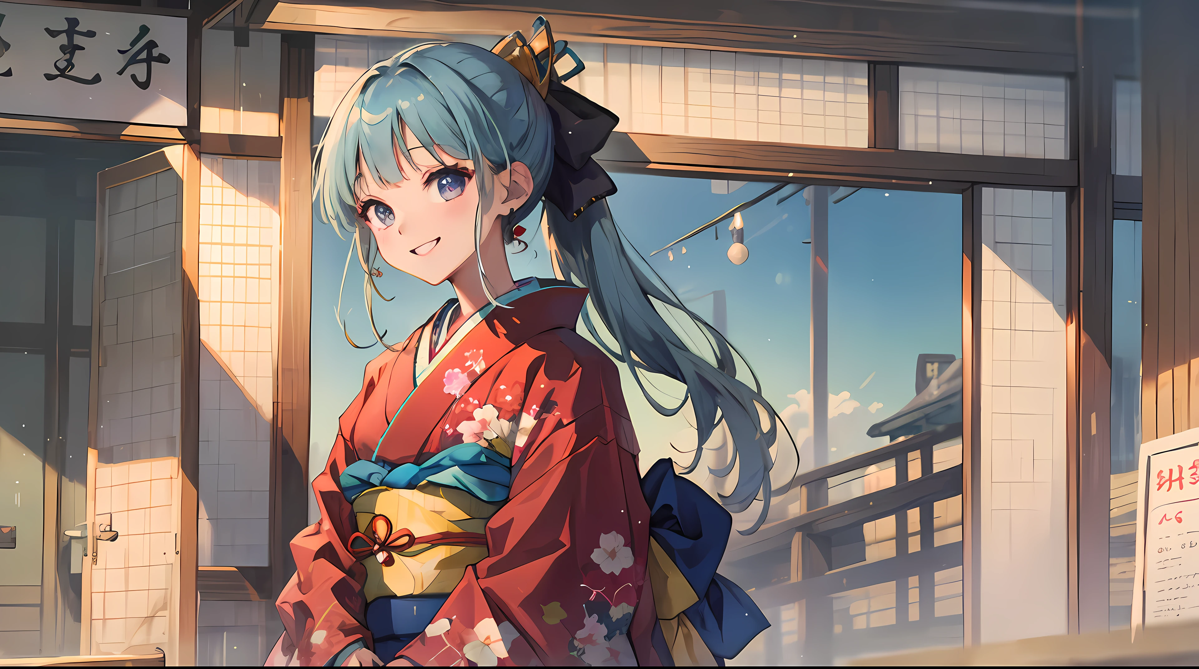 masterpiece, highres, best quality, 1girl solo, kamisato_ayaka, smile, kimono
