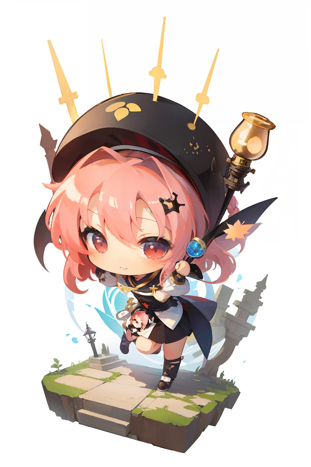 ​masterpiece,HIG quality,[(White background:1.4)::5],(Chibi:1.5),Bottle Bottom,candelabra,pedestal,nffsw, ((Chibi Chara)),Cute and beautiful Chibi,girl with,ninjartist,mansion