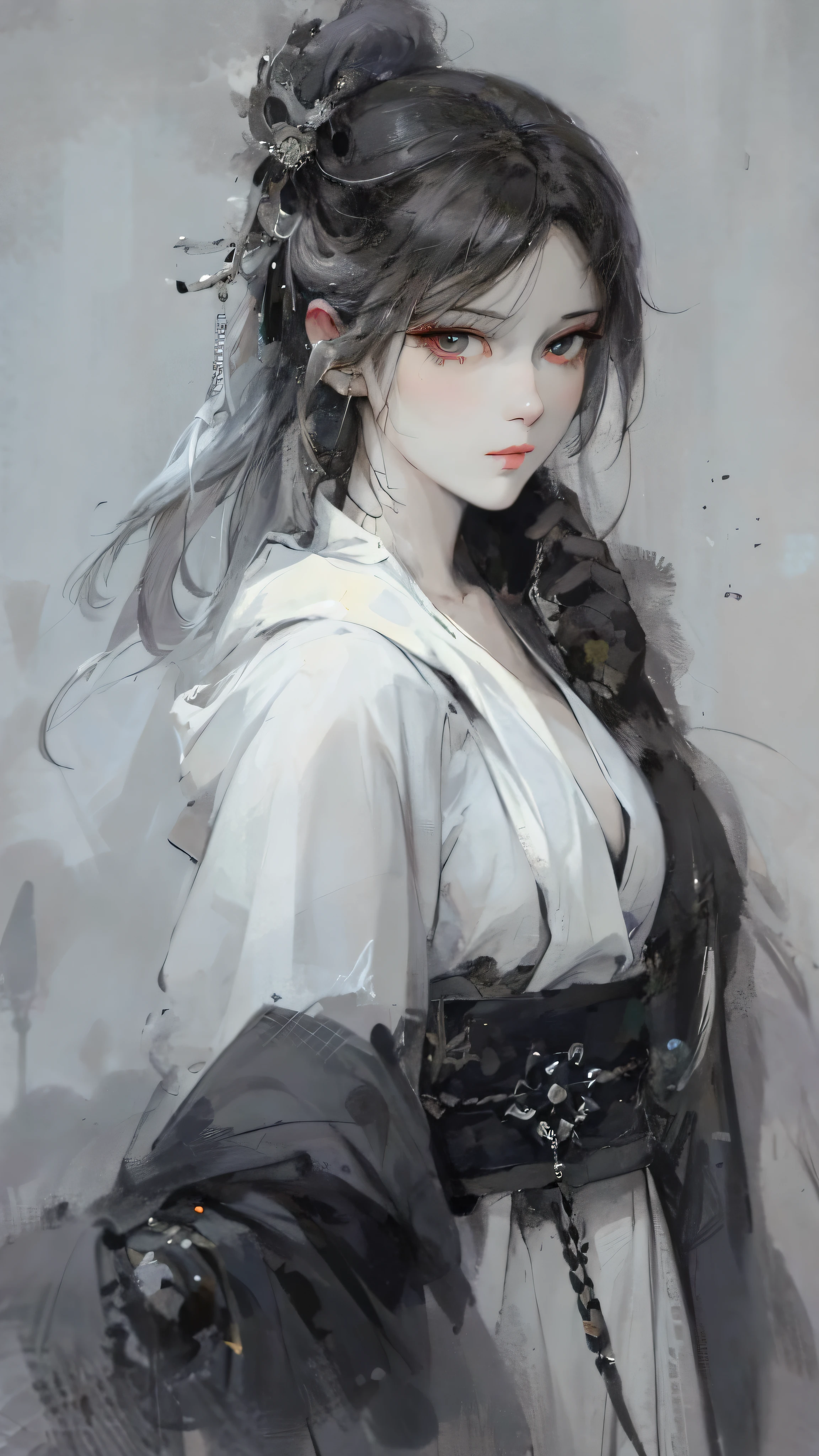 a close up of a woman with white hair and a white mask, beautiful character painting, guweiz, artwork in the style of guweiz, white haired deity, by Yang J, epic exquisite character art, stunning character art, by Fan Qi, by Wuzhun Shifan, guweiz on pixiv artstation