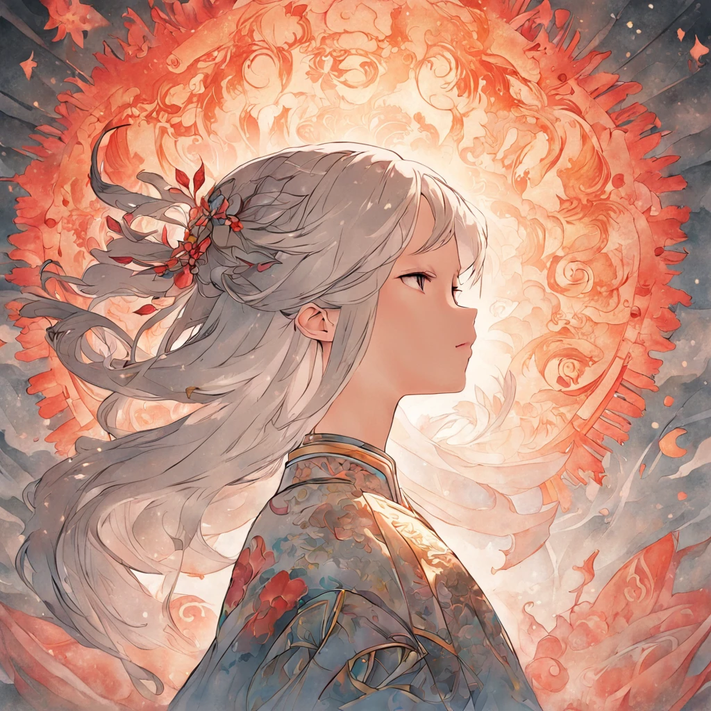 (White background:1.4),(Silhouette of a girl's head, Eyes closed, colorfull long hair, Oriental elements)，(Chinese illustration:1.3，paper art:1.3, Quilted paper art:1.2),( reasonable design, Clear lines, High sharpness,Best quality, Very detailed, Masterpiece, movie light effect, 4K )