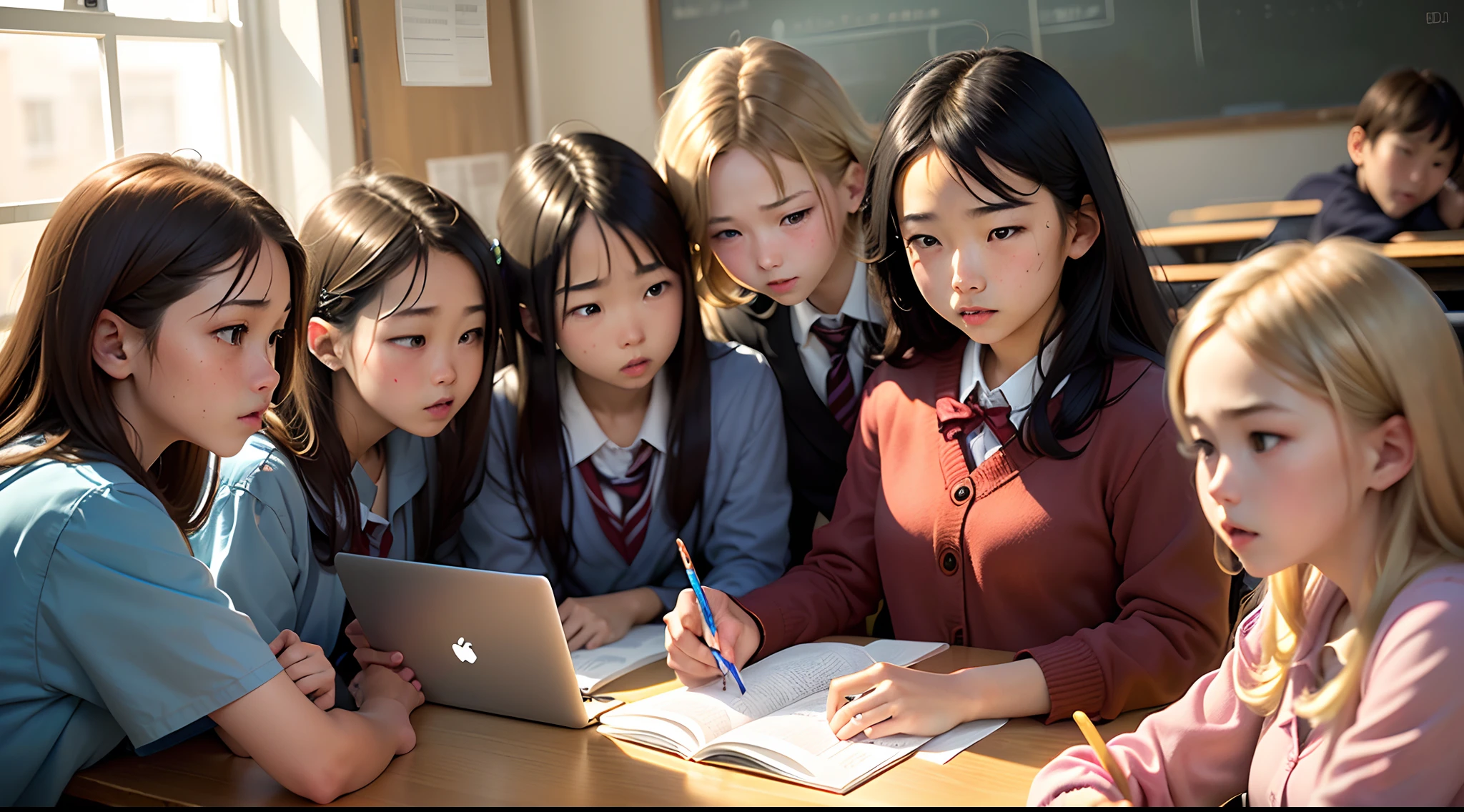 Junior high school class study hall