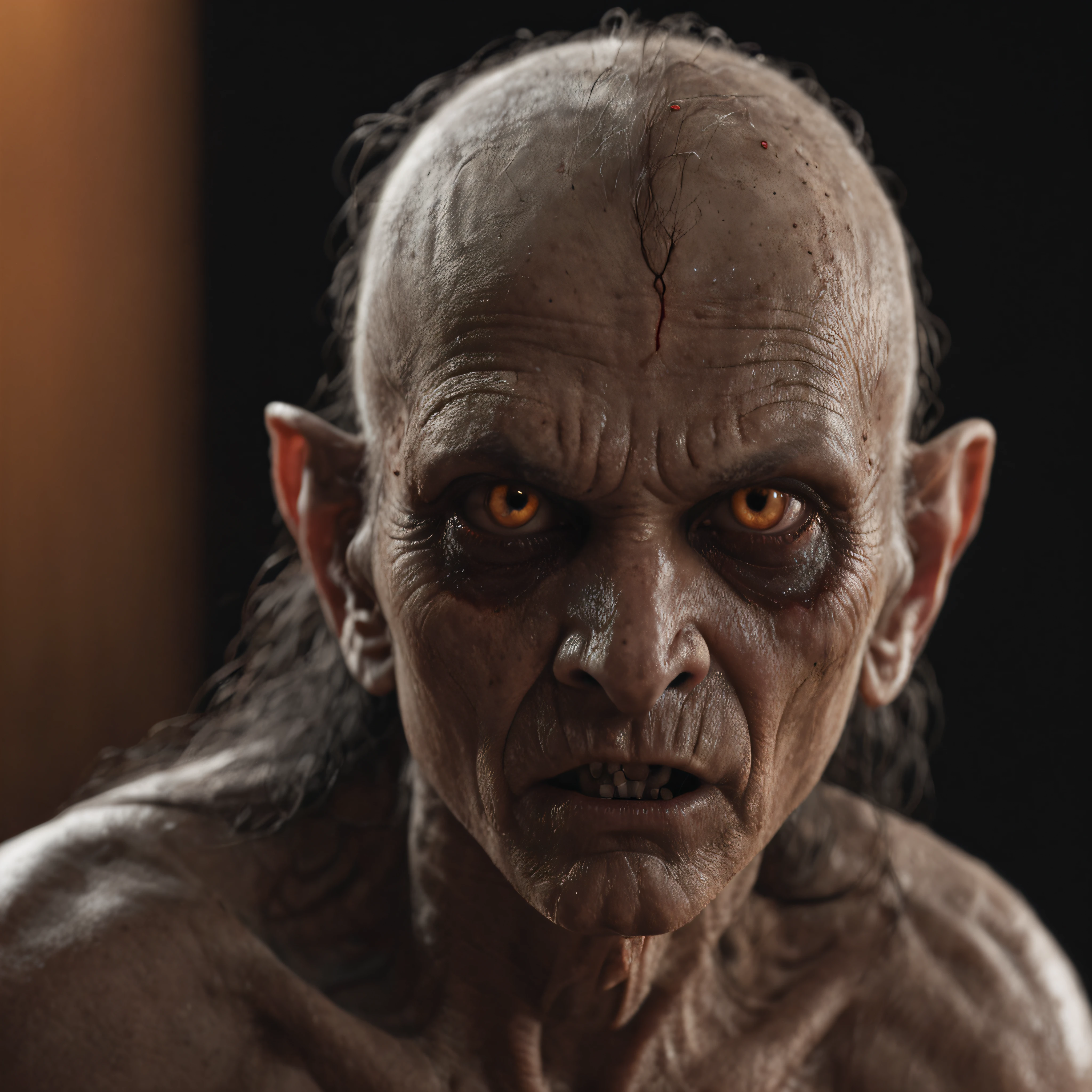 (ohwx) a young indian demon in a dark room with a creepy look on his face, close up, front view, close up, horror movie style, photography, natural light, photorealism, cinematic rendering, ray tracing, the highest quality, the highest detail, Cinematic, Third-Person View, Blur Effect, Long Exposure, 8K, Ultra-HD, Natural Lighting, Moody Lighting, Cinematic Lighting, remix