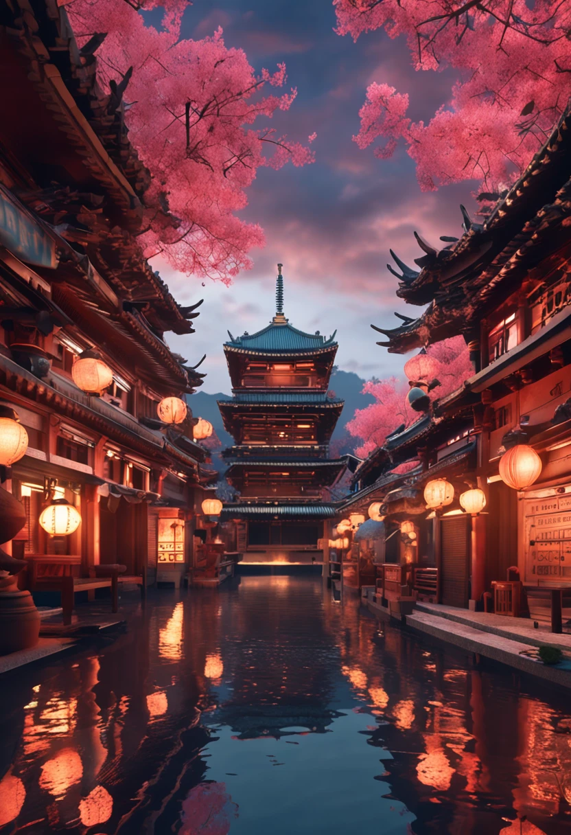 Realistic movie photos of Kyoto，Fantastic cityscape, Ultra HD, Realistic, Vivid colors, Highly detailed, UHD Drawings, Perfect composition, beautiful detailed intricate insanely detailed octane render trending on artstation, 8K, photorrealistic concept art, soft natural volumetric cinematic perfect light