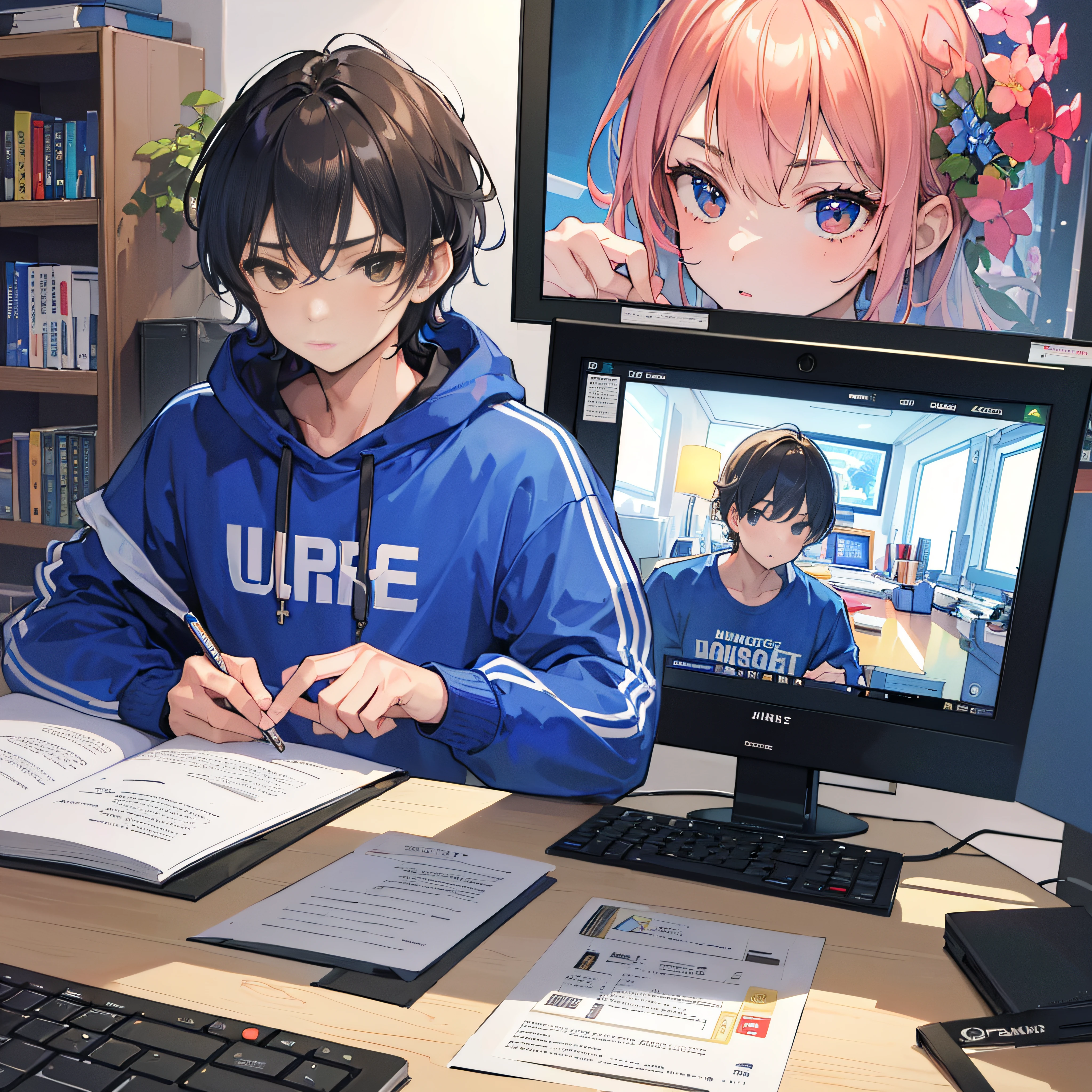 An 27-years-old man sits in front of a computer, angry, hacker, computers.