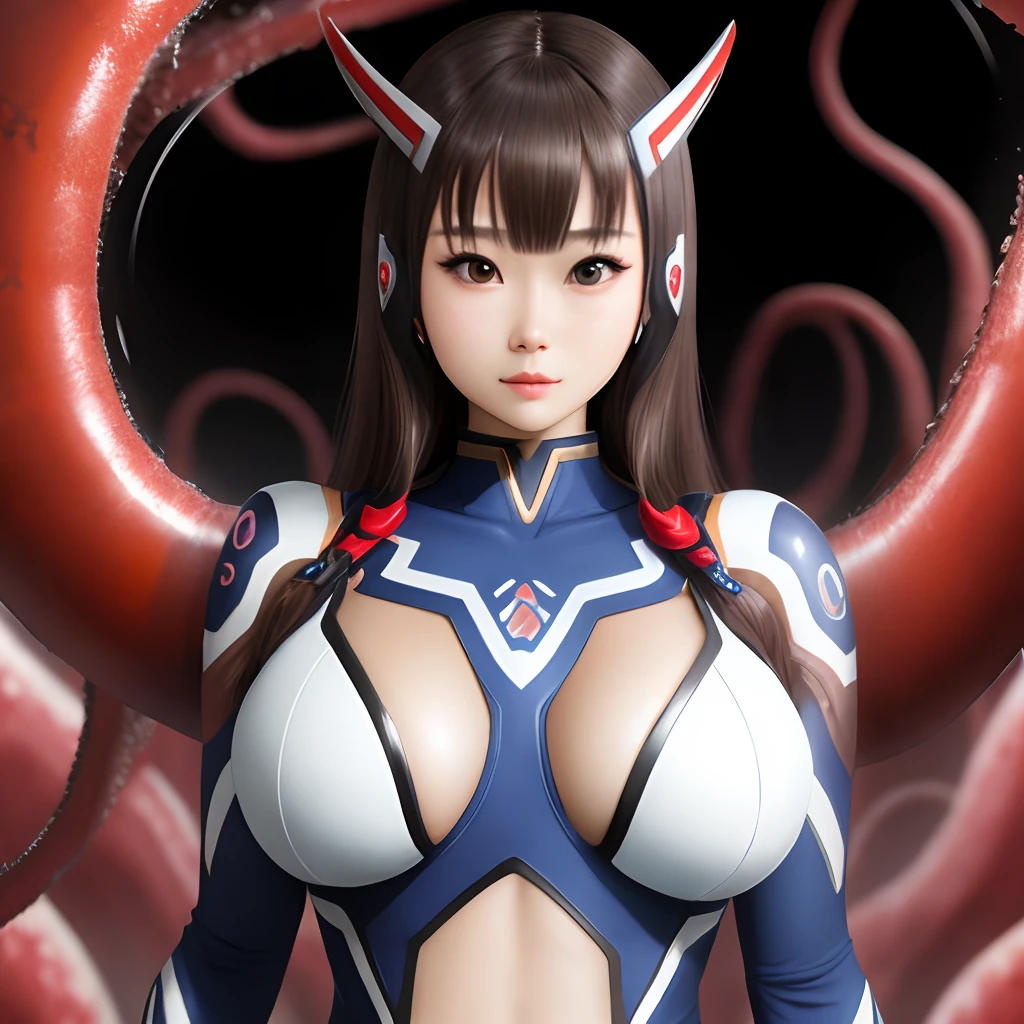 Beautiful Ultraman was touched by tentacles HD big breasts