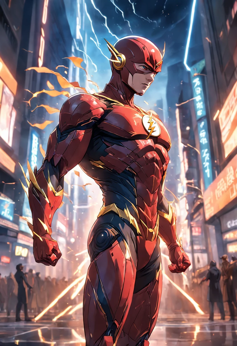 the flash in action, mcu, best entrence pose, ultra detail, 8k,