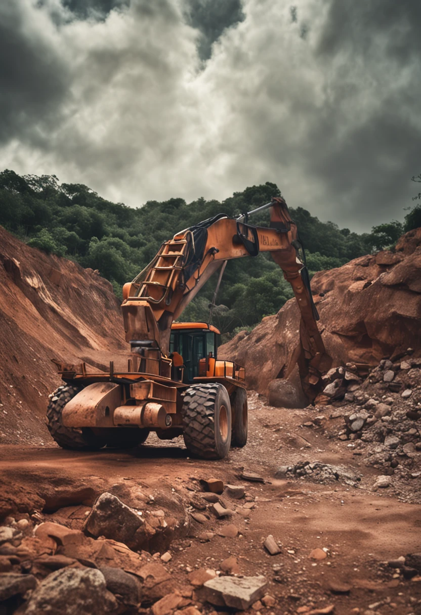 Rock Extraction Quarry, Engenheiro caminhando, Homem, Dia, mochila,