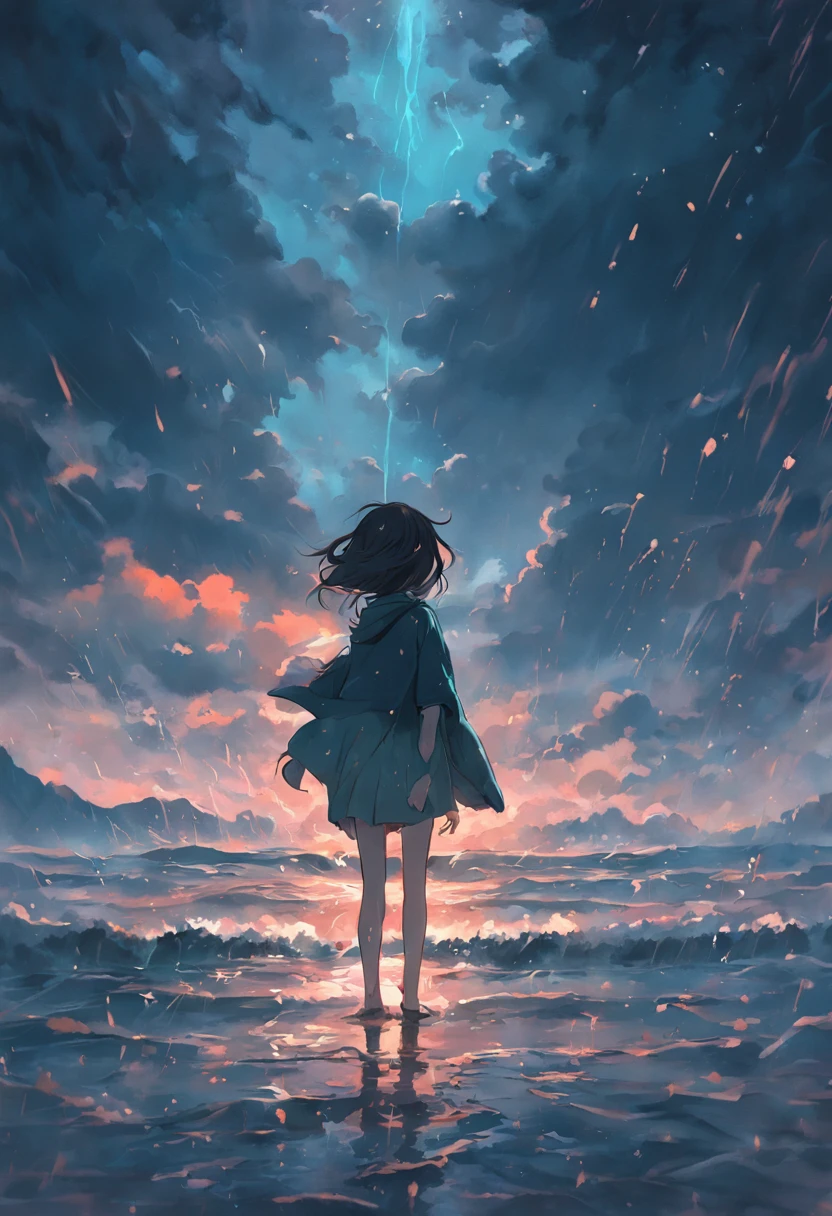 the sea,Dark and gloomy sky,rainwater