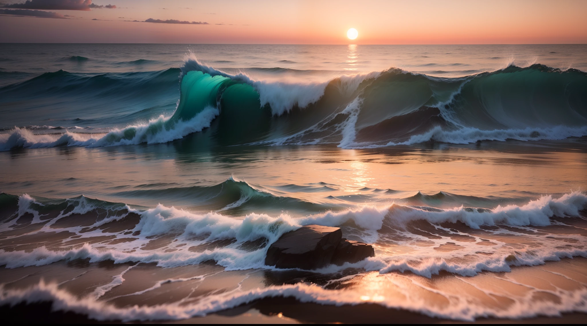 The sunset is beautiful with the sea