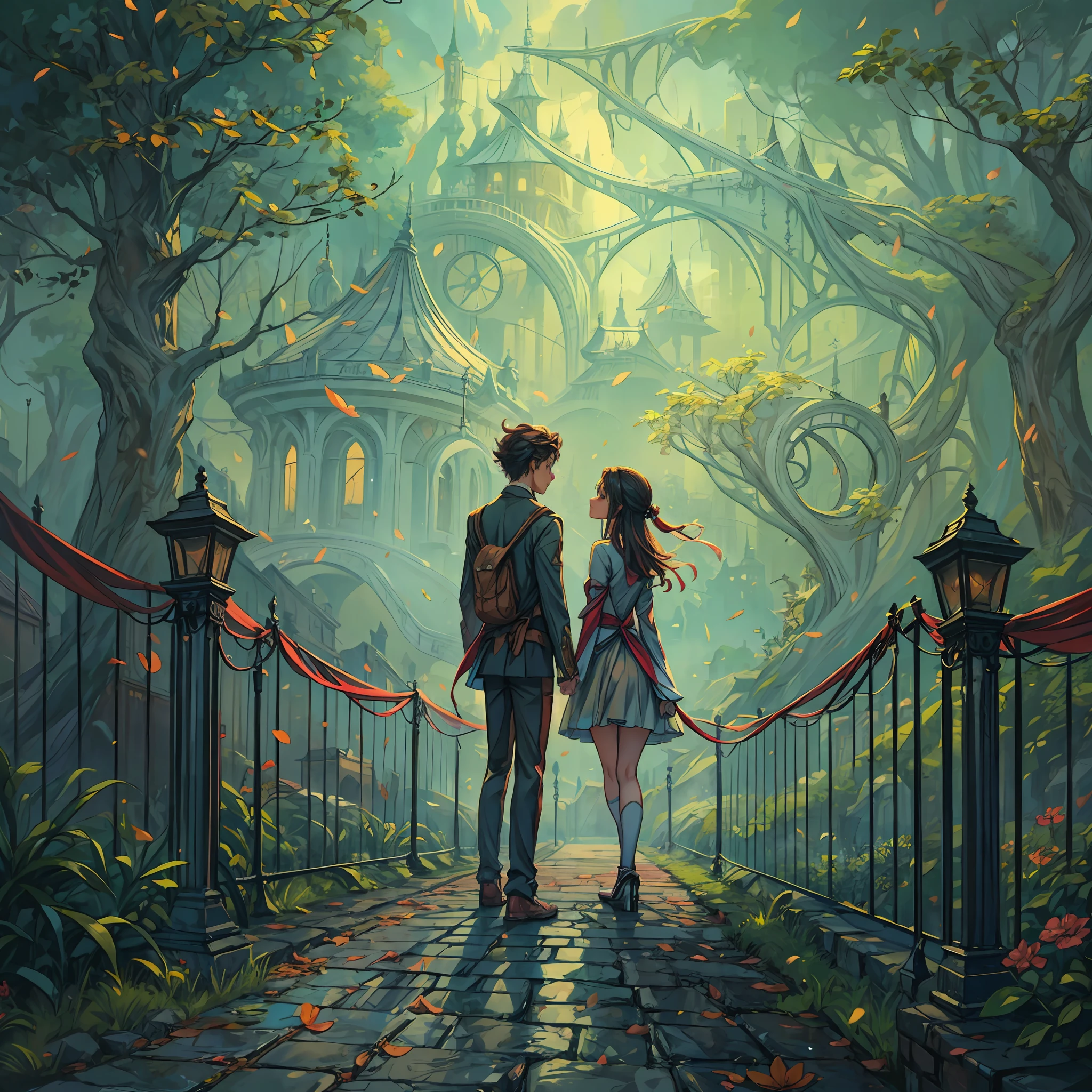 a high magical barrier prevents a couple from reuniting, two worlds separated by a high magical barrier, fogy