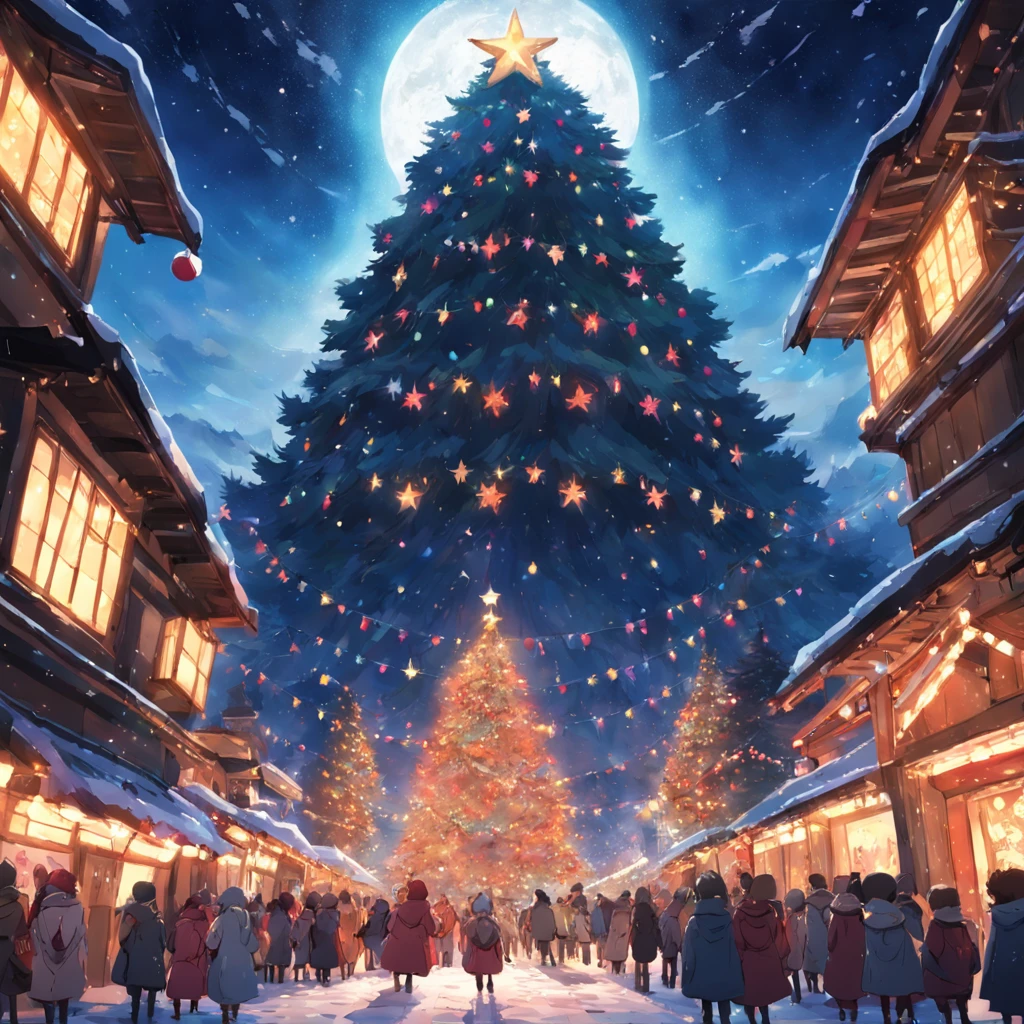 Christmas、城市、Big Christmas tree in the center、Winters、natta、December 24、People Gathering in the Tree々、