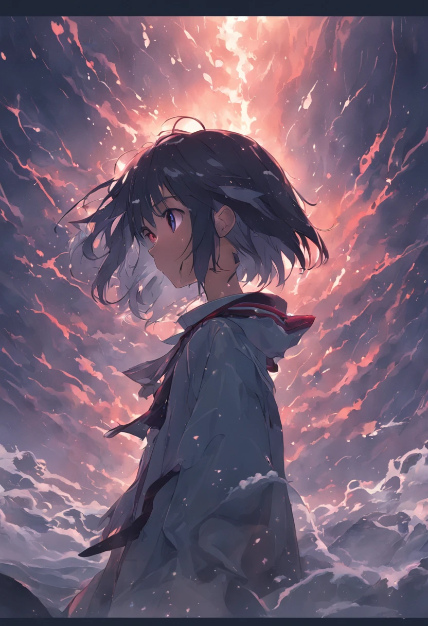 the sea,Dark and gloomy sky,It was raining heavily,There are no characters