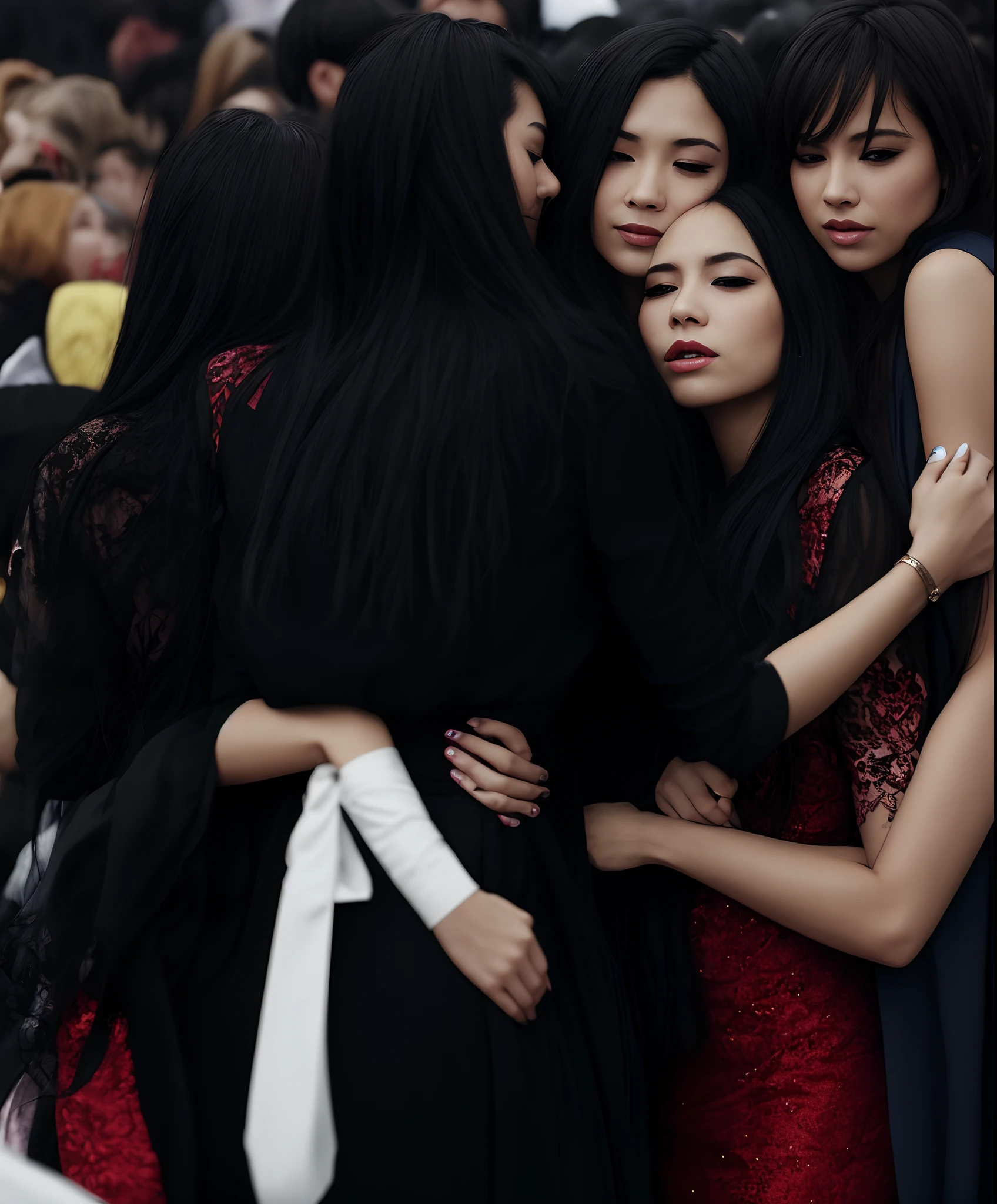 Several women touched each other?