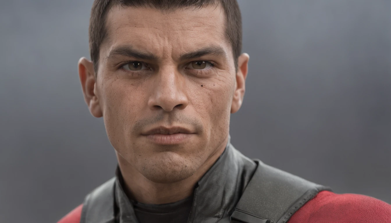 Homem brasileiro, hero, ultra humano, guerreiro, Poderosos, with an expression of Bravery, Superhero