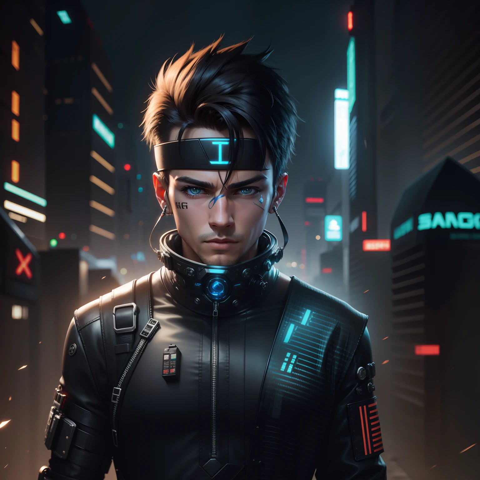Change Baground cyber punk Handsome boy,  realistic face, 8k ultra realistic
