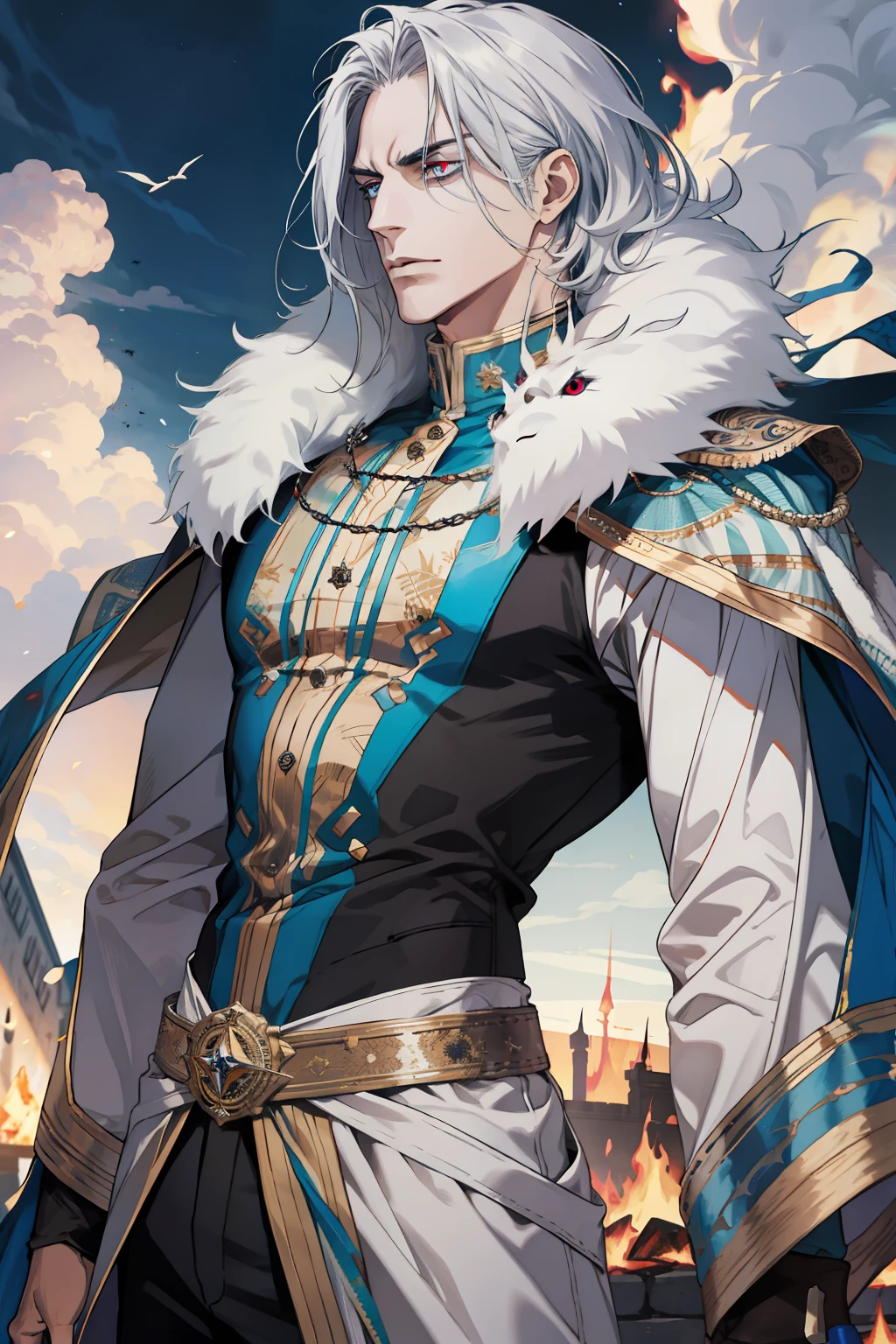 Dark, evil man, fire clothes, dark magic, night, evil eye, burn eyes