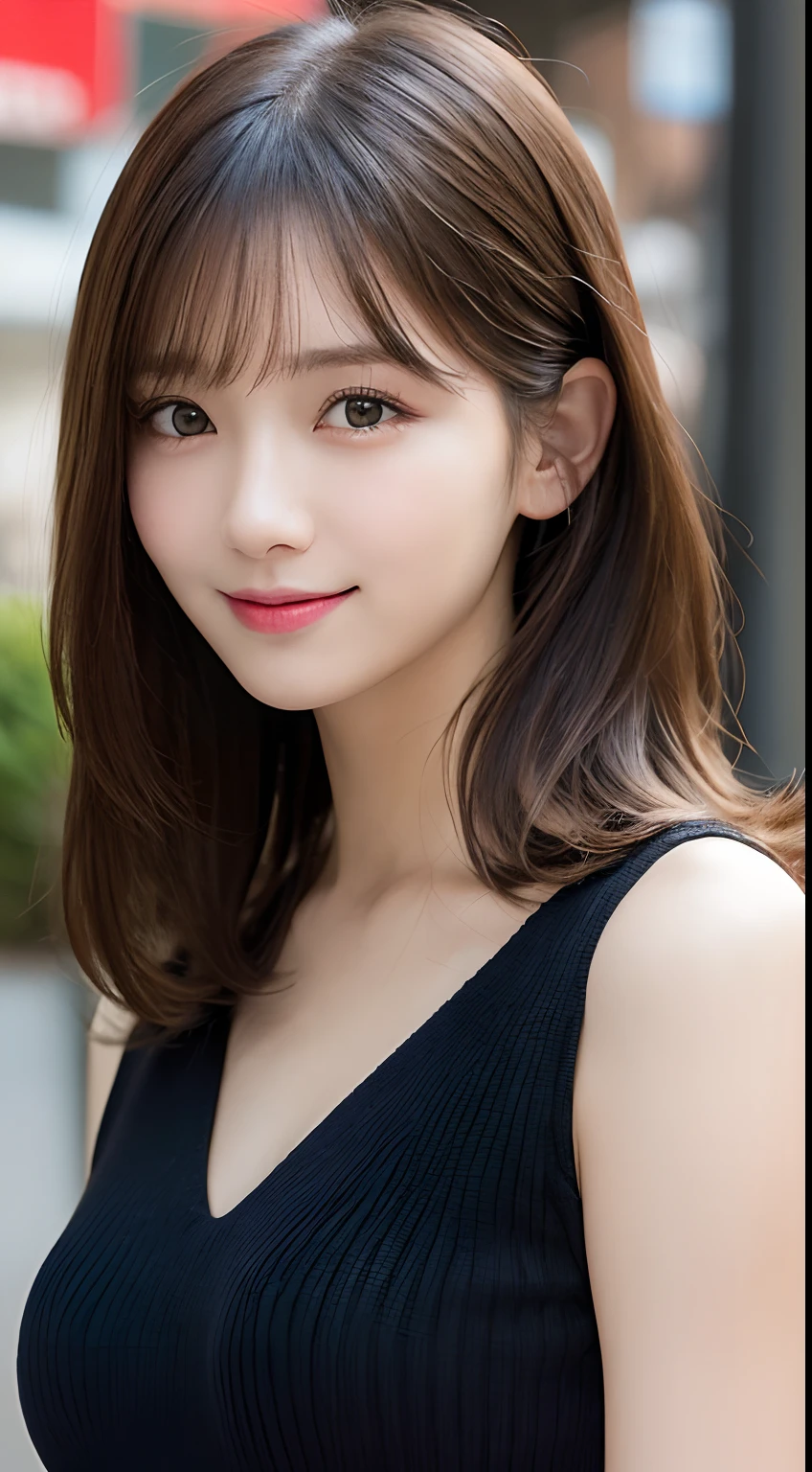 masutepiece, Best Quality, Illustration, Ultra-detailed, finely detail, hight resolution, 8K Wallpaper, Perfect dynamic composition, Beautiful detailed eyes, Women's Fashion Summer,Medium Hair,Small breasts natural color lip, Bold sexy poses,Smile,Harajuku、20 years girl、Cute、Sexy shot looking at camera