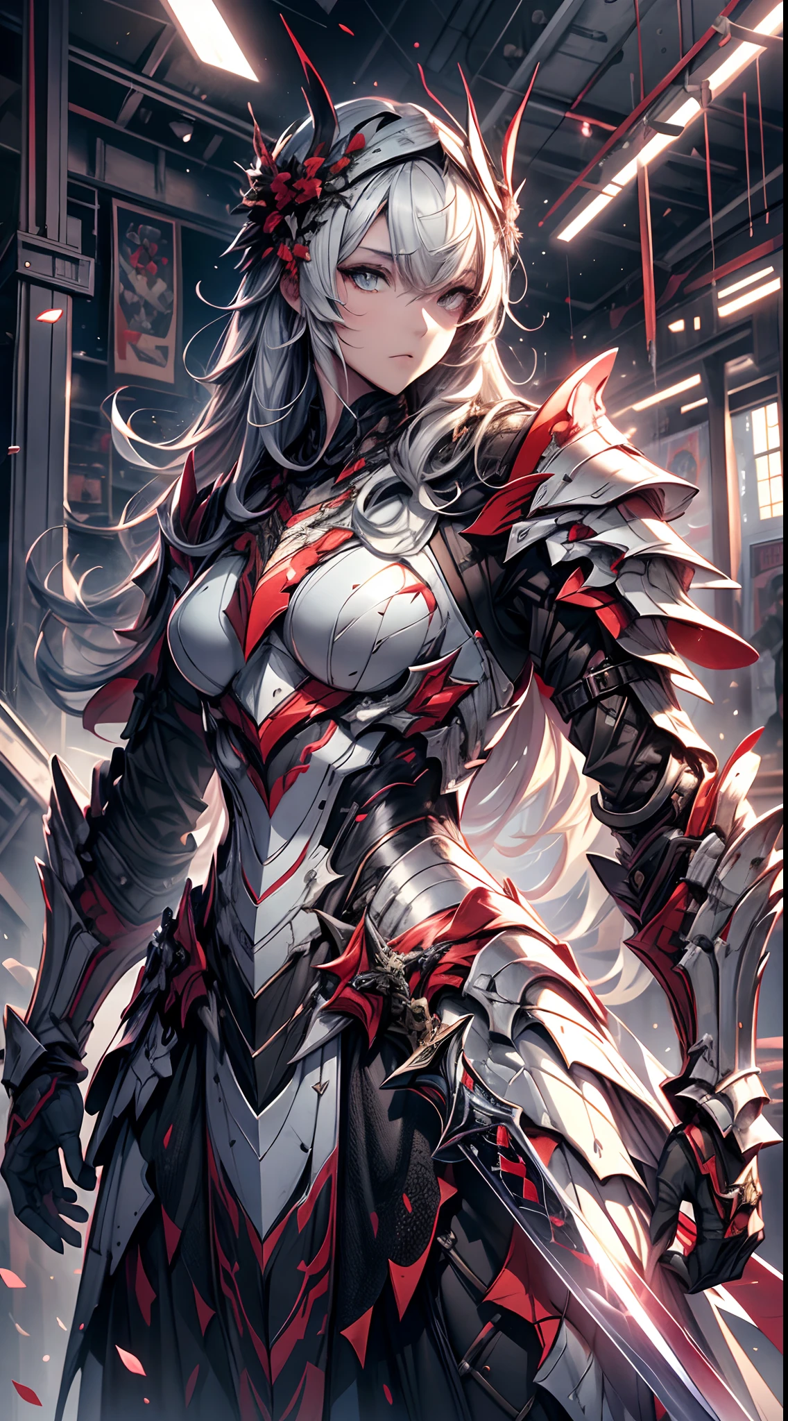 (a teenager male knight in cracked sliver armor), handsome, ((he raise a sword that gleaming with shine)), a shield on his hand,a giant fantasy gate church behind him, light from the sky, BREAK silver hair, black hair, gradient hair, full body,chiaroscuro, cinematic lighting, god rays, ray tracing, reflection light, ((close-up)), BREAK,Detailed,Realistic,4k highly detailed digital art,octane render, bioluminescent, BREAK 8K resolution concept art, realism,by Mappa studios,masterpiece,best quality,official art,illustration,ligne claire,(cool_color),perfect composition,absurdres, fantasy,focused,rule of third