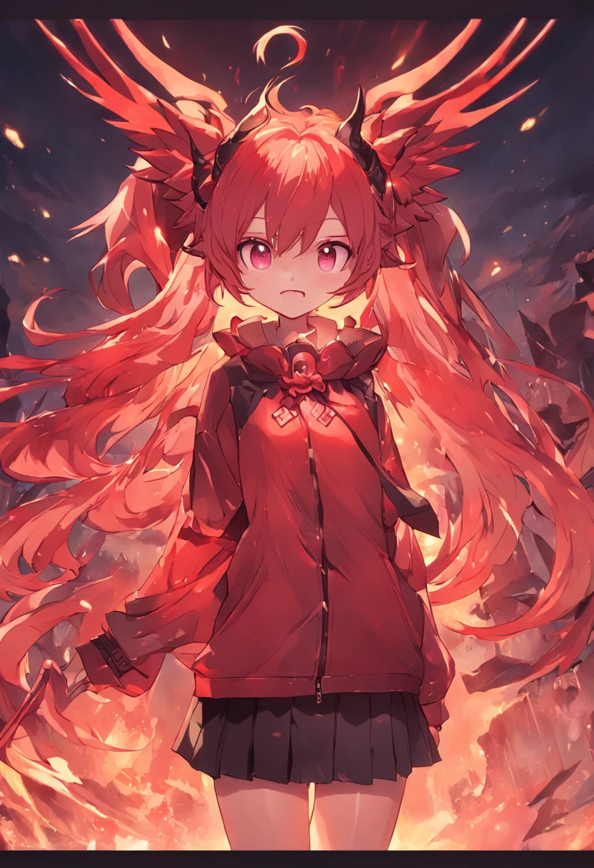 Highest quality, Learning, Detailed Hair, High resolution, (((itch))),1 person, necklace, hair ornaments, laughing, (Beautiful Face), Red clothes, Small breasts, View your viewers, Red Hair, Are standing, (Above the thigh),Medusa, Collapsed detailed background