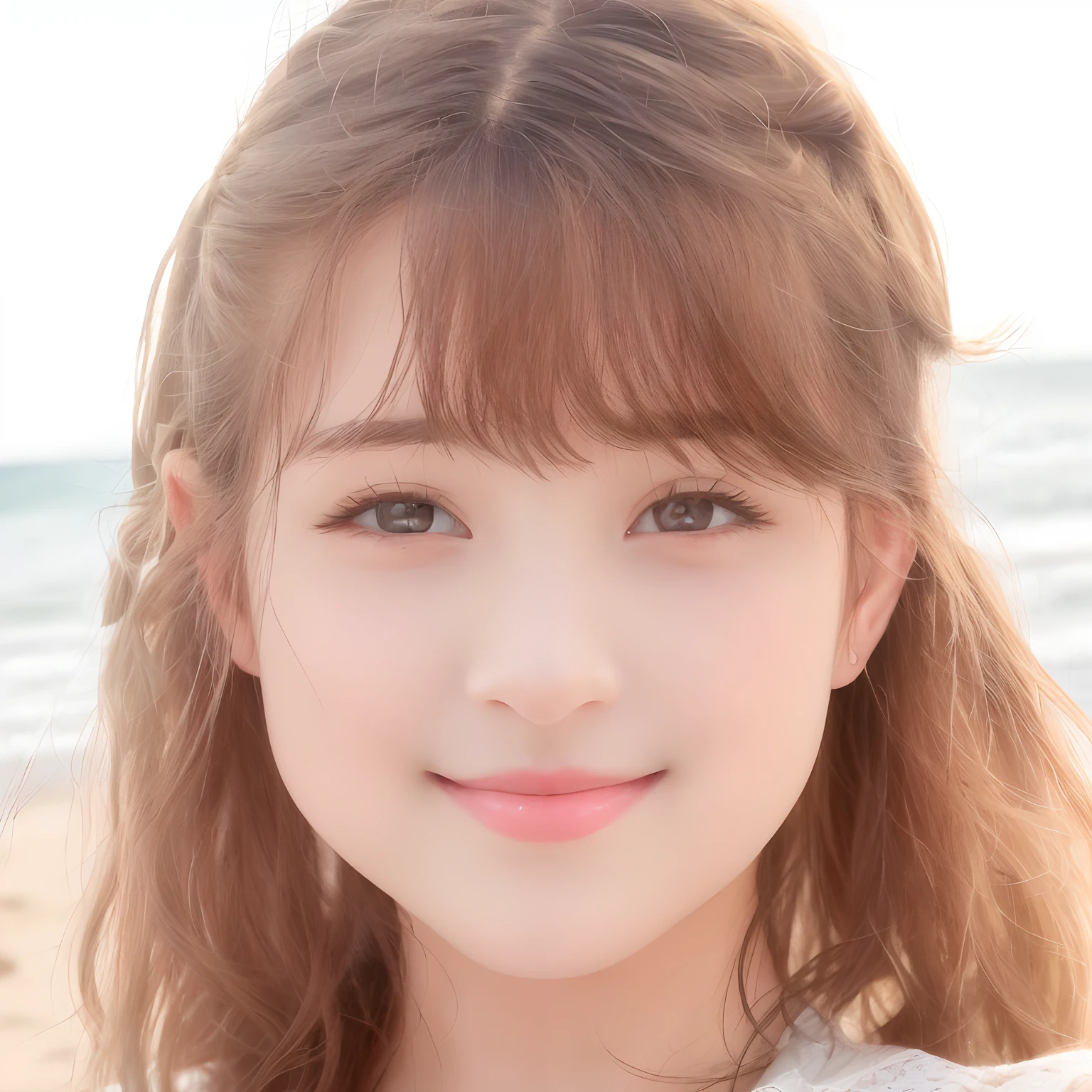 top-quality、​masterpiece、超A high resolution、(Photorealsitic:1.5)Alafed girl with long hair and white shirt on the beach, a cute young girl, Front portrait of a girl, Portrait young girl, Young Girl, Beautiful young girl, Smiling Girl, kid, portrait picture, kids, portrait of cute girl, jodie bateman, portrait of cute girl, portrait of girl, Children, Portrait girl、teens girl、8k、real looking skin、Beautiful skin、beautiful  Girl、