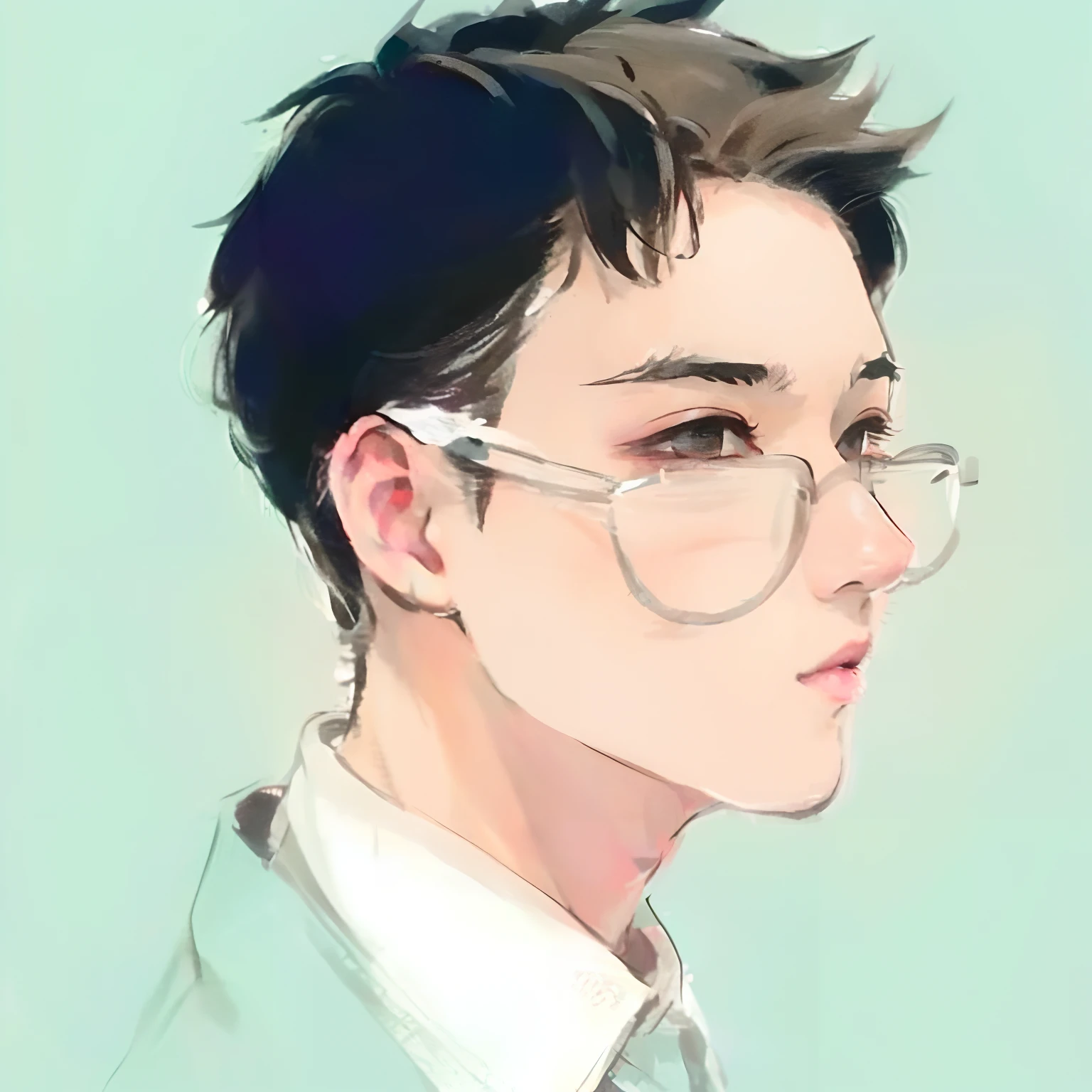 (Manly:1.2)(1人:1.3),Solo, (1boy:1.2), (Male focus:1.5), Black hair, view the viewer, hair slicked back, Upper body, parted lip, Brown eyes, Portrait,Short hair, Handsome,