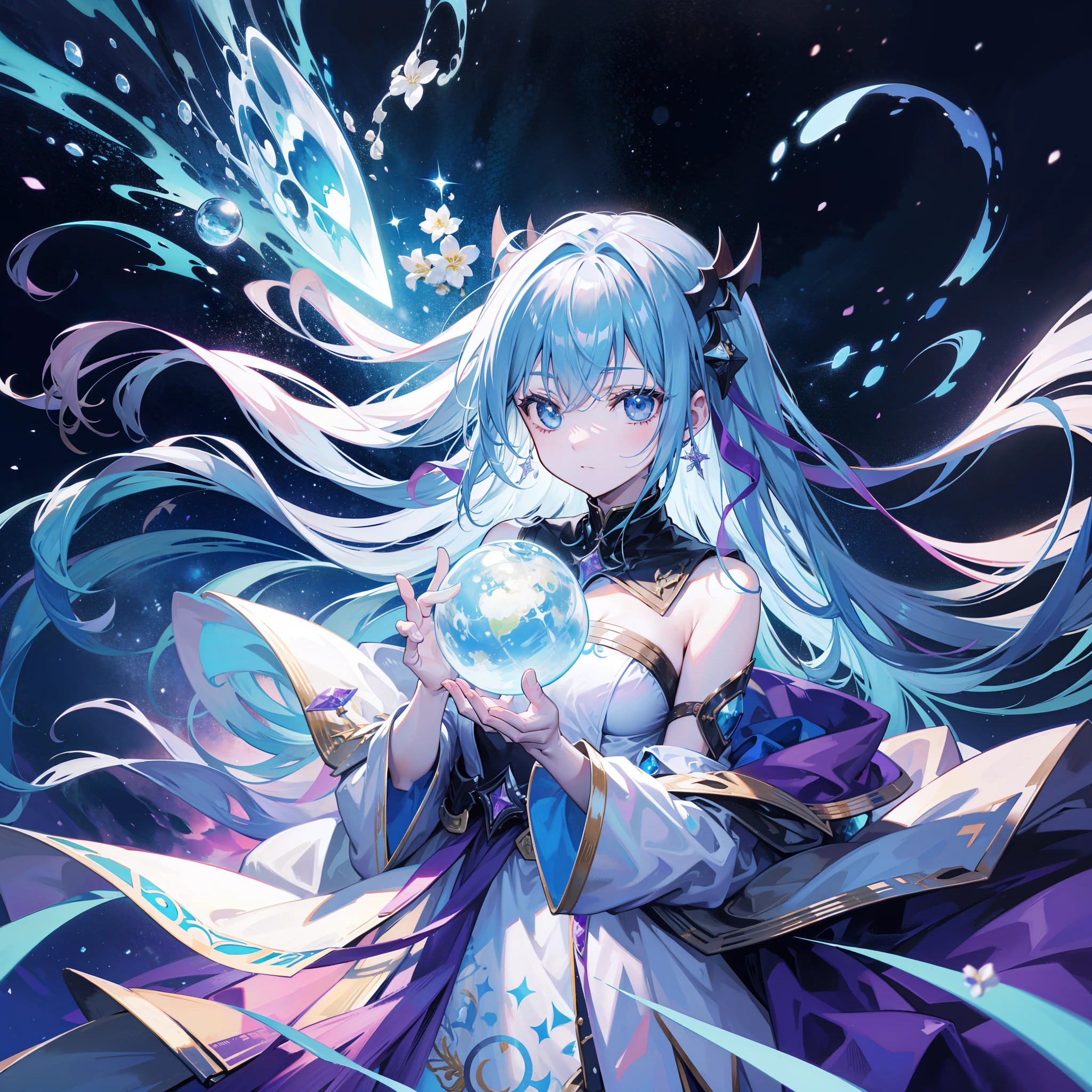 A woman with long hair holding a crystal ball in her hands - SeaArt AI