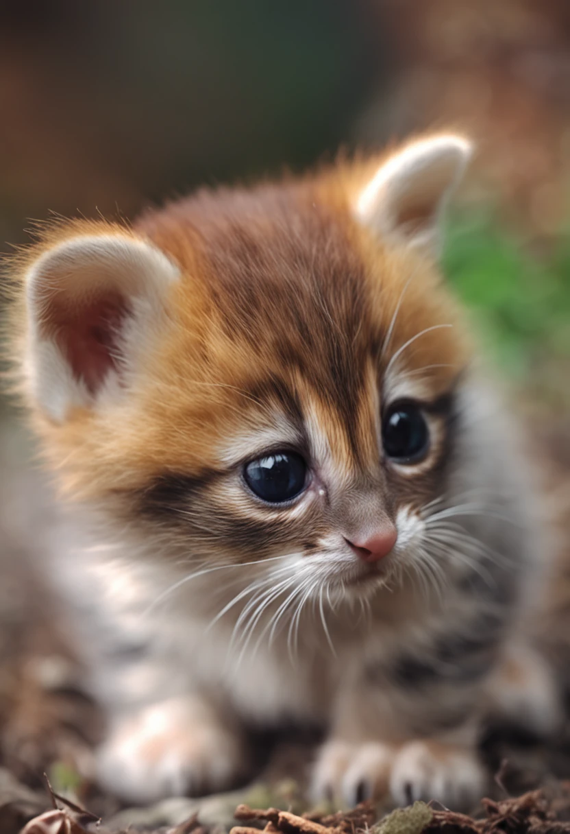 A cute little kitten,Tanuki,Sell moe,adolable,photorealestic,delicated