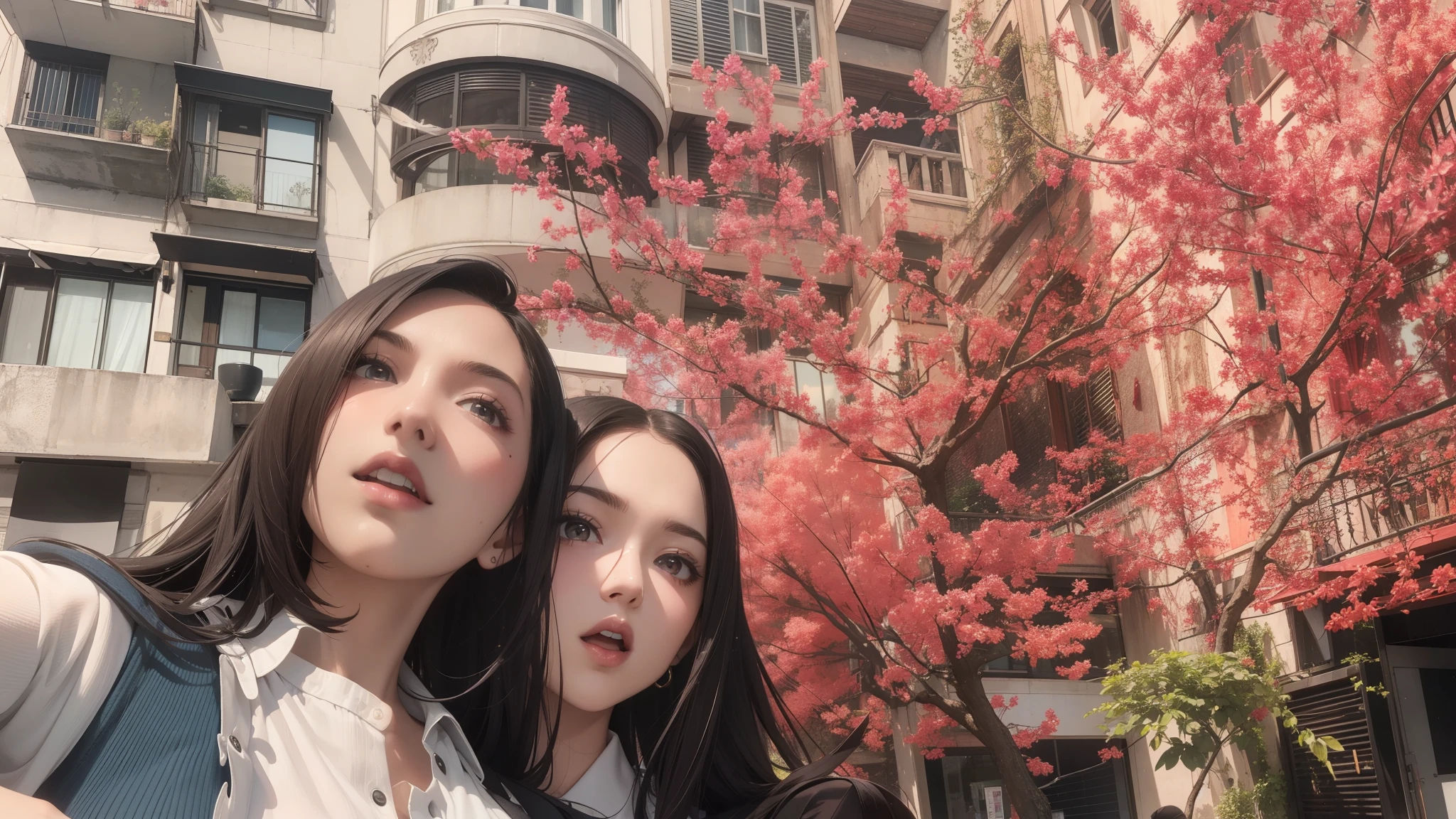 Ultra high quality,tmasterpiece,delicated,(((2girls)))Casual wear,mediuml breasts,(Leaky thighs)