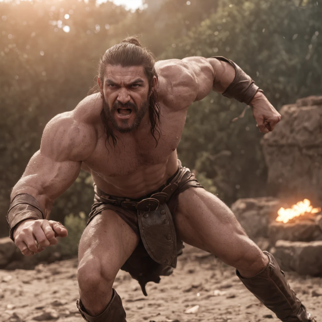 (Professional 3D rendering:1.3) de (Realistic:1.3) Foto de arte mais bonita do mundo,Features soft, bright male heroes, ((Epic hero fantasy rough muscular man wet hero angry look long hair short beard and fierce expression in dynamic pose, fantastic location, majestoso ambiente desordenado)), corpo inteiro 8k unidade render, action shot, poros da pele, very dark lighting, sombreamento pesado, circunstanciado, Rosto detalhado, (vibrante, fotogrdeia realista, Realistic, Dramatic, Escuro, foco nítido, 8k), (Old leather clothes damaged by bad weather:1.4), ((((Use peles)))), (intrincado:1.4), decadente, (altamente detalhado:1.4), pintura digital, rendering by octane, art stations, Conceito-Arte, liso, foco nítido, illustration, germe da arte, (Loish:0.23), Wlop Ilya Kuvshinov, e Greg Rutkowski e Alphonse Mucha Gracias, (global ilumination, studiolight, Light Volumetric), chuva forte, floating particles, patife, fantasia, Onze, corpo inteiroesbian, ((Fundo escuro e antigo da cidade:1.3)),CGSesociedade,art stations