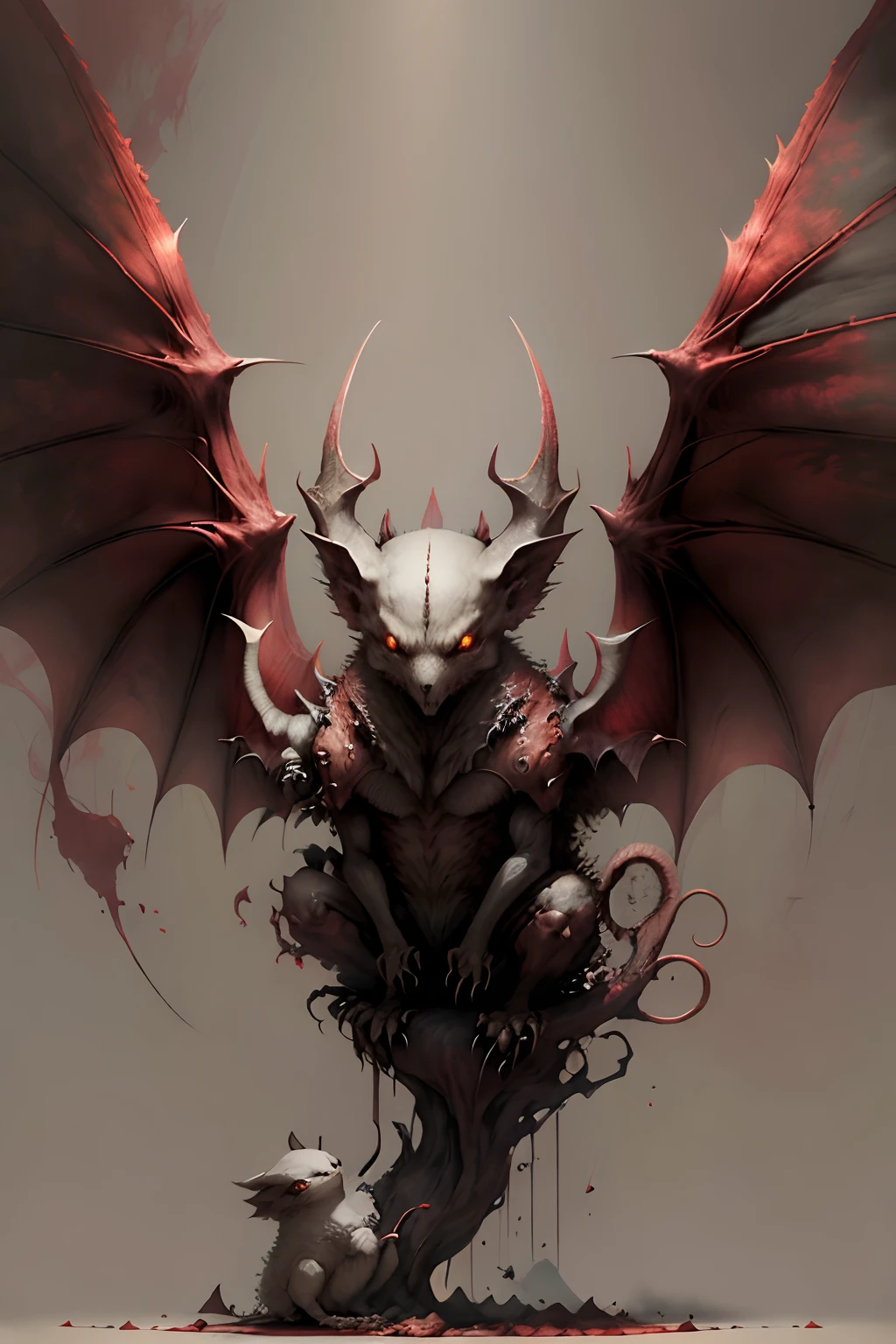 femele, Vampires, Diabolical, Illustration, Abstract illusionism, wings grow long, Holding up sharp claws, Red background