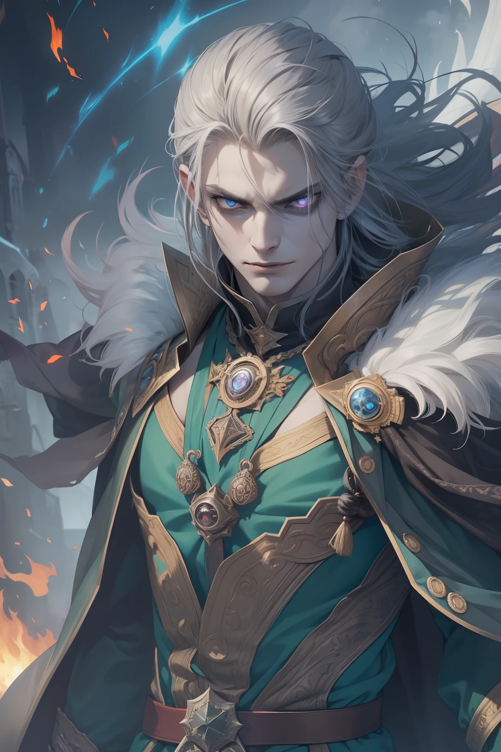 darkness, The Evil Man, Fire clothes, dark magic, night time, evil eye, Burning eyes, creepy ambiance,dread, Horror Villain, Sinister grin, Young and beautiful, A beautiful young man,A burning gaze, Chaos, destruction,Lord of Darkness, dark lord