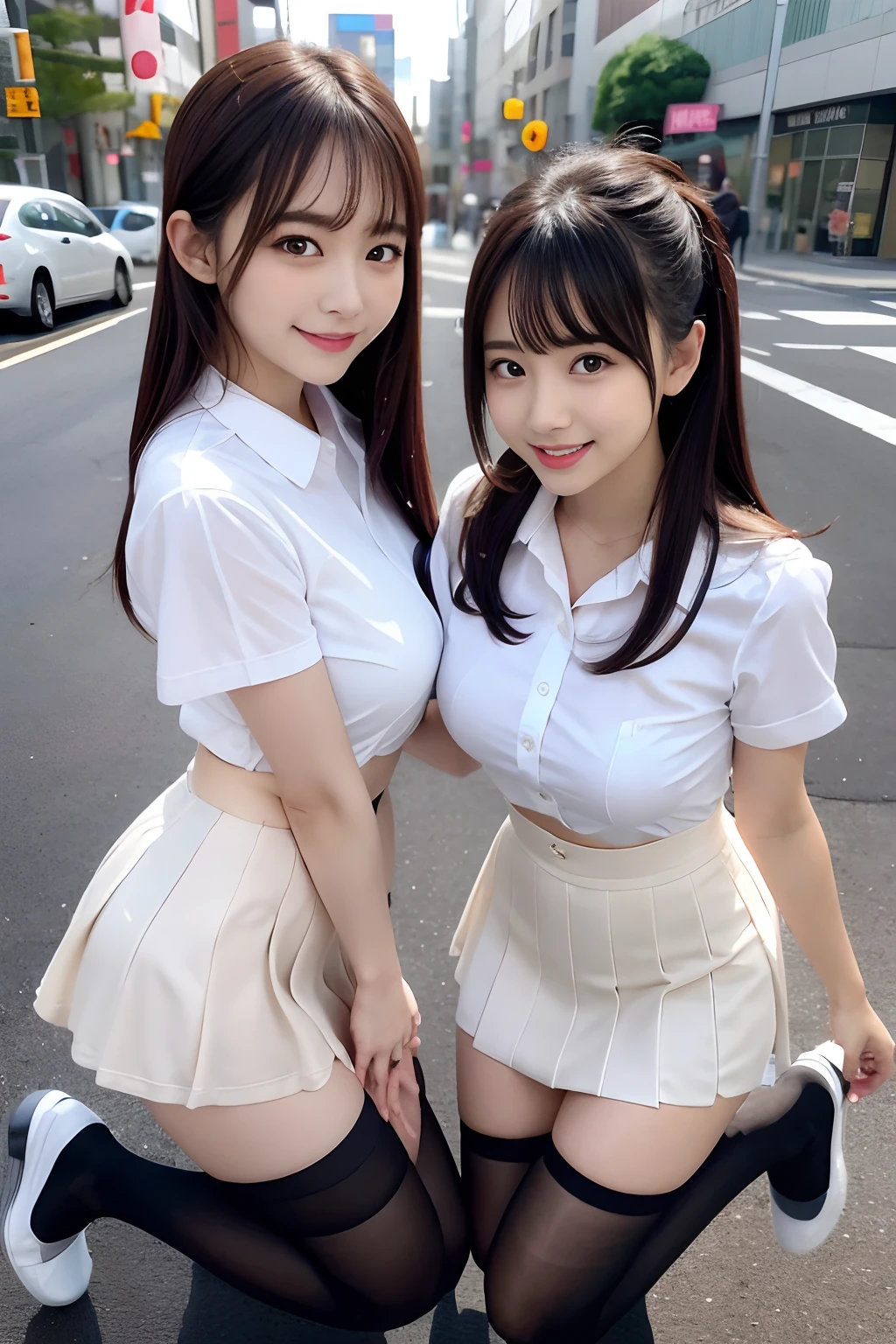 (2 girls, 誰もがToplessです、pieces fly, highest quality, detailed chest, , 
tits,  thin:1.5),
Japanese, ((Very beautiful  girl)), naive girl、(((perfect limbs、perfect anatomy、white and beautiful skin)))、Shiny hair and moist eyebrows、Colors and landscapes of youth、Feeling of love、(happy smile、high school uniform、hair revealing、Navy Check Skirt、both breasts protrude、Topless、chest exposed、thin、small and beautiful breasts、exposed nipples、lolita、in front of the school gate:1.5)