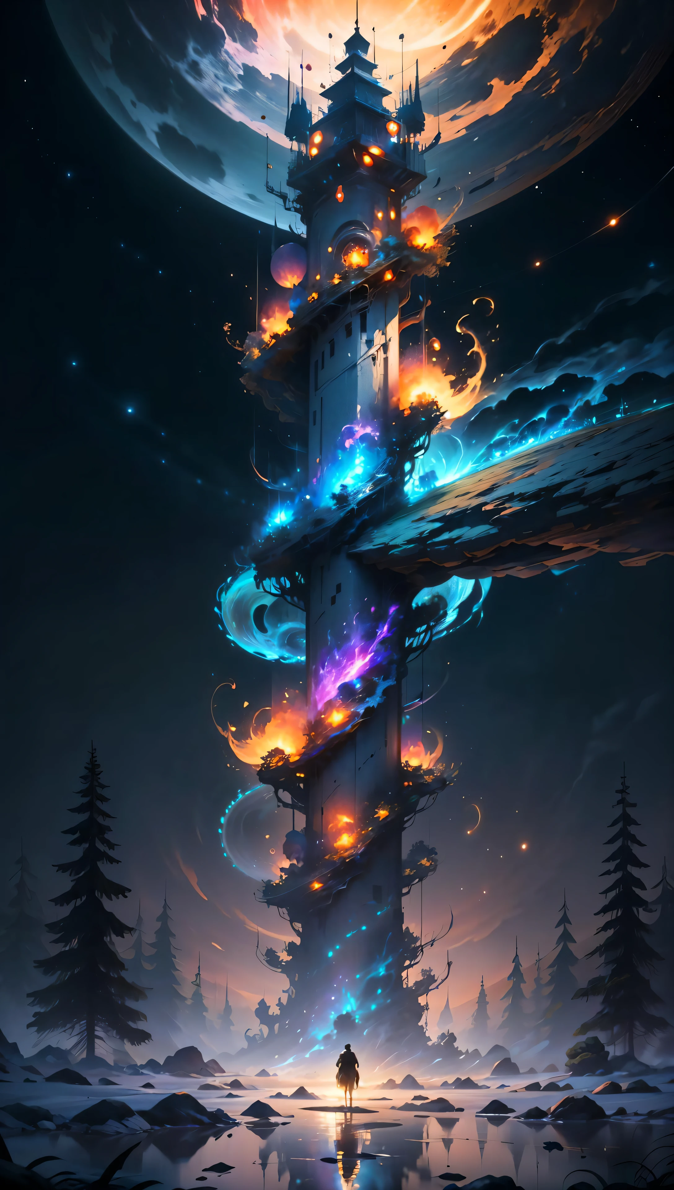 ((Best quality)), ((masterpiece)), (highly detailed:1.3), 3D, In a distant future where the boundaries between science fiction and fantasy have dissolved, the world is a tapestry of awe-inspiring wonders. Enter a universe where magic and technology coexist in harmony, shaping the destiny of civilizations across vast reaches of space.At the heart of this realm lies the Celestial Nexus, an intergalactic hub of mystical energies and technological marvels. Here, arcane knowledge intertwines with cutting-edge science, giving rise to a society where spaceships are imbued with the power of ancient spells, and technology is augmented by the mystic arts.Embark on a grand odyssey as a young explorer, destined to unravel the secrets of the Celestial Nexus. As you traverse the uncharted realms of the cosmos, encounter diverse civilizations teeming with beings who possess extraordinary abilities. From the ethereal Elven Spires, where the art of interdimensional travel is perfected, to the cybernetic enclaves of the Android Conglomerate, witness the tapestry of life as magic and technology intertwine.Unleash your latent powers as you become attuned to the energies that flow through the Nexus. Harness the ancient incantations of forgotten sorceries to propel your starship across the vast expanse of the cosmos. Engage in epic battles against cosmic abominations and interstellar tyrants, wielding enchanted weapons infused with futuristic enhancements.As you delve deeper into the enigmatic realms of the Celestial Nexus, uncover the origin of this harmonious fusion of magic and technology. Discover the ancient prophecies that foretell a cataclysmic event threatening to tear apart this delicate balance. Unite with a band of extraordinary beings, each possessing their own blend of magical aptitude and technological expertise, to embark on a perilous quest to save the Nexus from imminent destruction.In this epic saga, your choices will shape the fate of worlds, as the boundaries between science and sorcery blur. Will you strive to maintain the delicate equilibrium between magic and technology or plunge headlong into uncharted territories, seeking to redefine the very fabric of reality?Prepare to be enthralled by the limitless possibilities of the Celestial Nexus, where science fiction and fantasy meld into a sublime symphony of adventure, where the cosmos itself becomes the canvas for your journey,HDR (High Dynamic Range),Ray Tracing,NVIDIA RTX,Super-Resolution,Unreal 5,Subsurface scattering,PBR Texturing,Post-processing,Anisotropic Filtering,Depth-of-field,Maximum clarity and sharpness,Multi-layered textures,Albedo and Specular maps,Surface shading,Accurate simulation of light-material interaction,Perfect proportions,Octane Render,Two-tone lighting,Low ISO,White balance,Rule of thirds,Wide aperature,8K RAW,Efficient Sub-Pixel,sub-pixel convolution,luminescent particles,