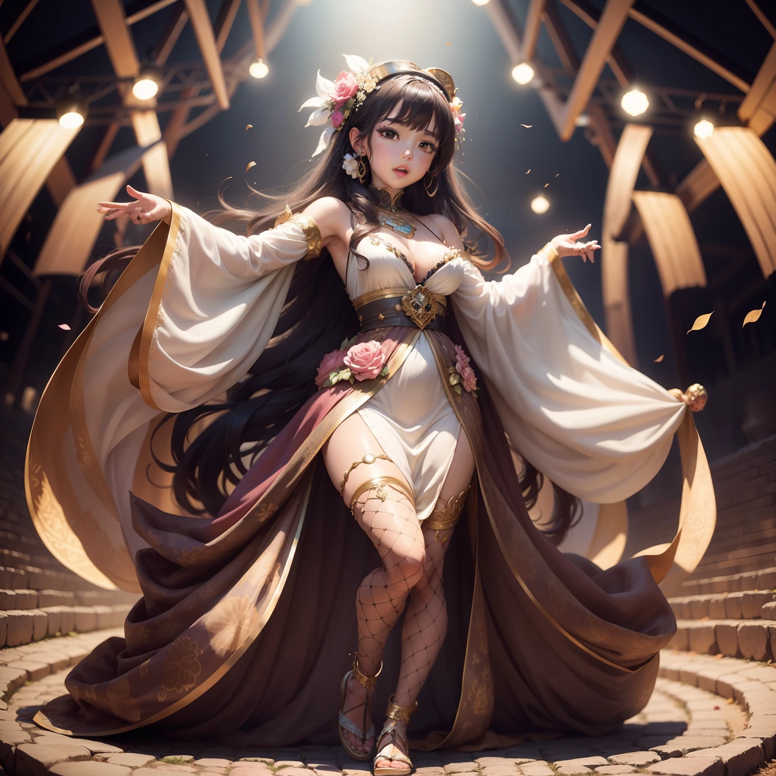 Female idol covered in stones(Cute costumes)、Looks fun、full body Esbian、