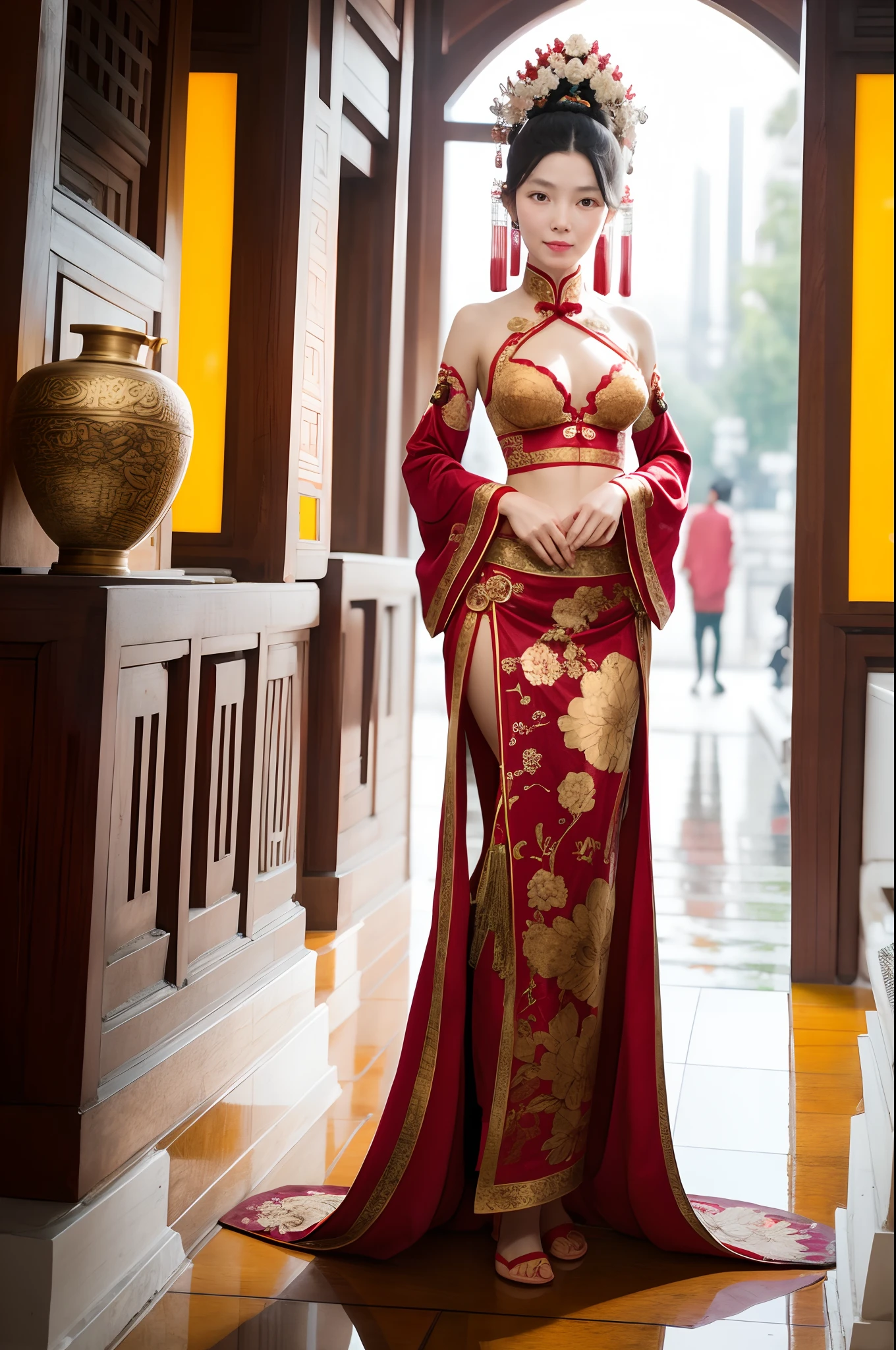 beautiful woman wear,An ancient figure of a chinese woman's bra,full body detail