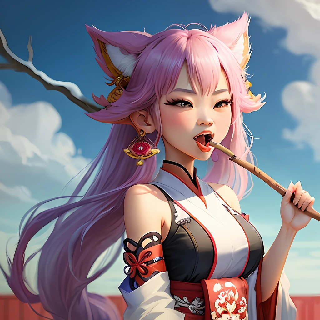 yae miko,Stick out your tongue