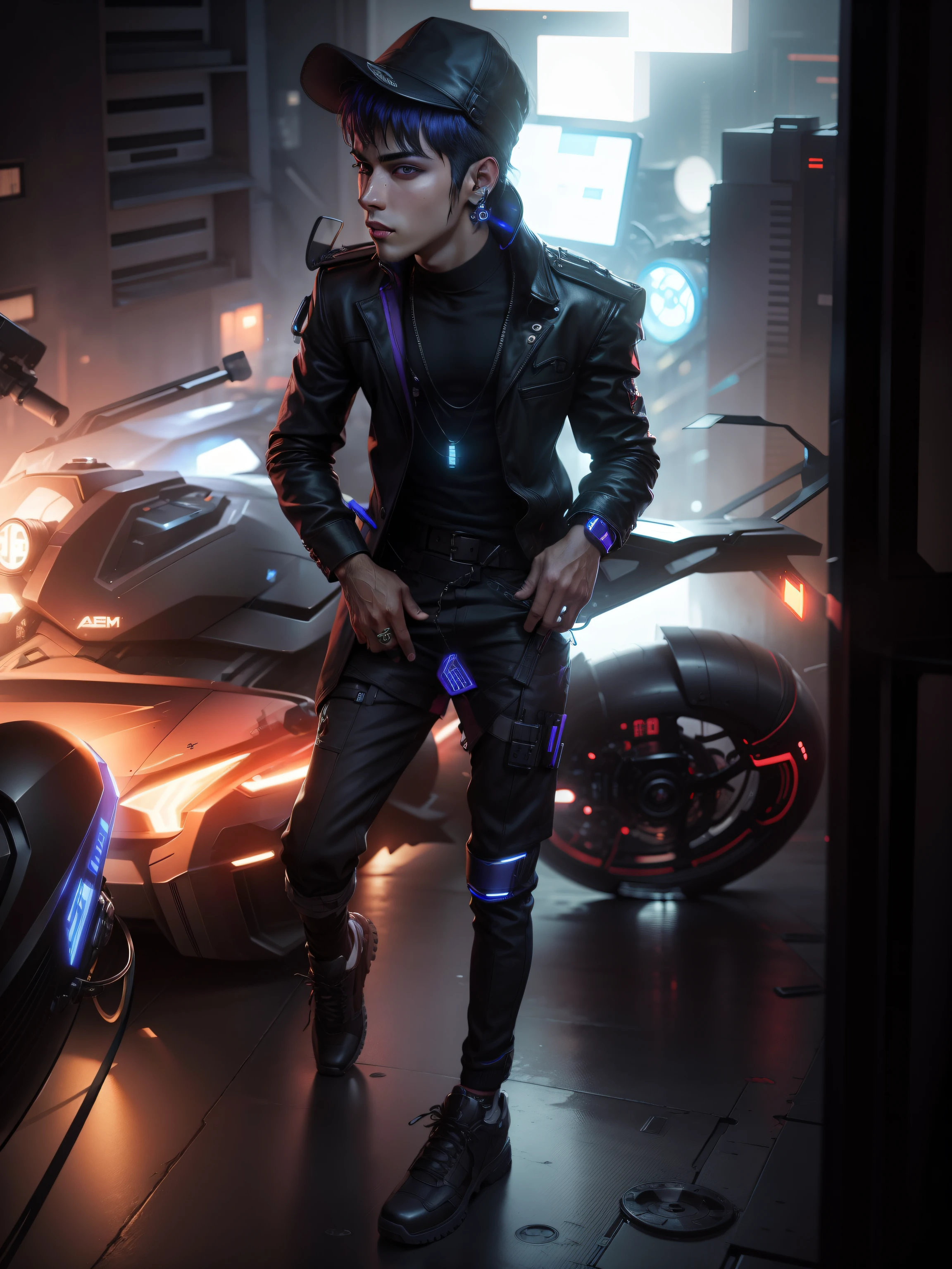 Change background cyberpunk handsome Boy realistic face