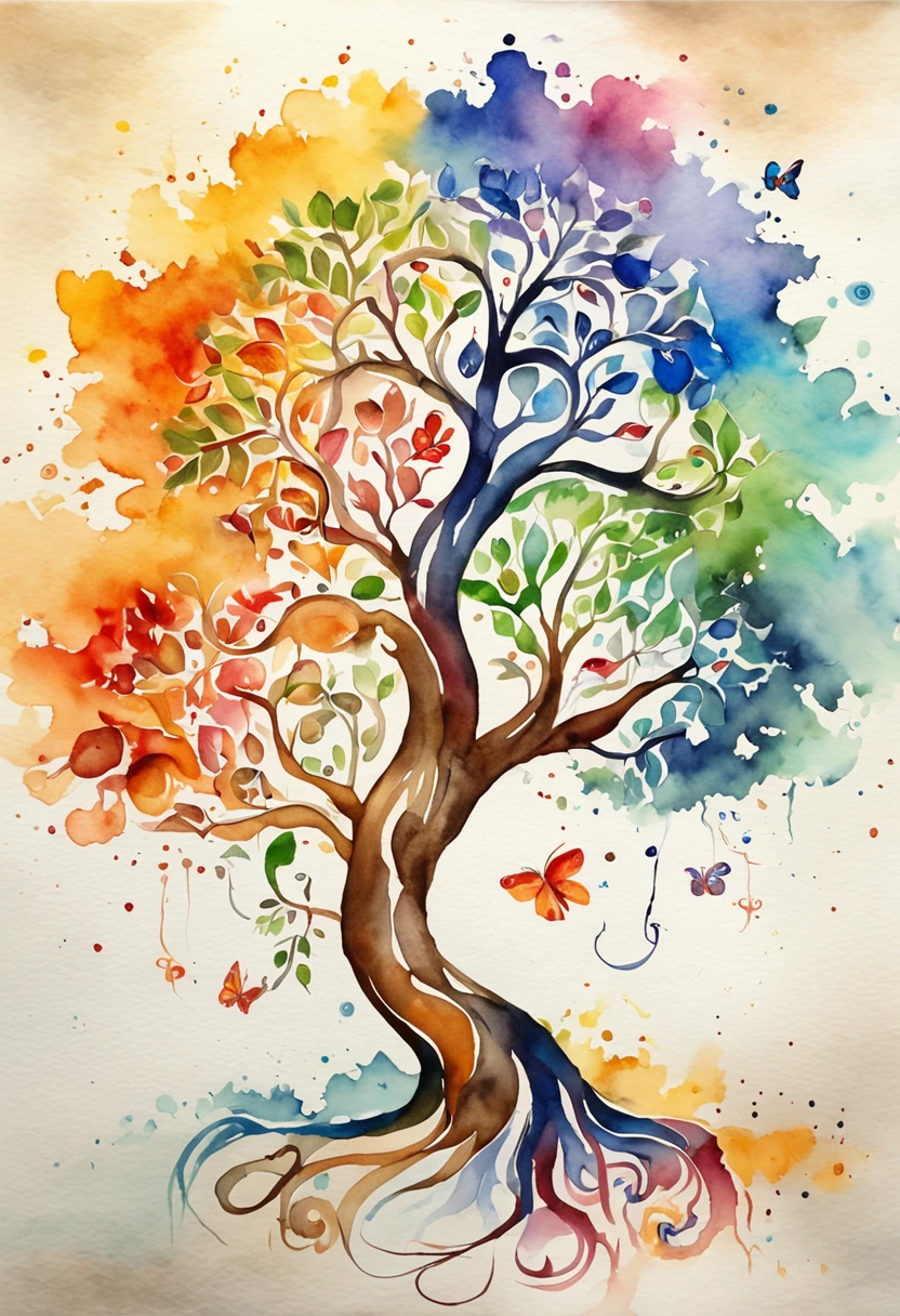 the tree of life, the beginning of creation, melting in the parallel universe, psychedelic