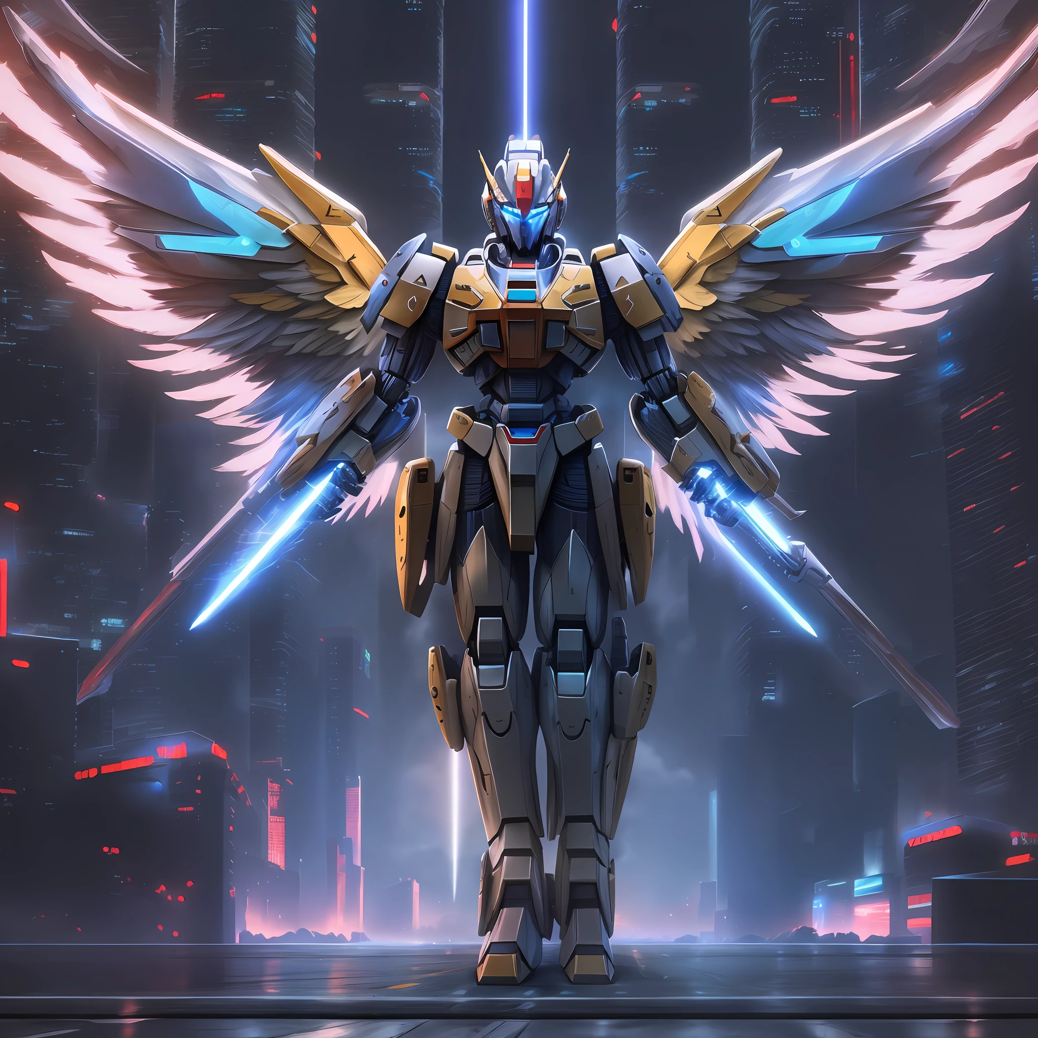 Wings of an Angel Giant Robot Beam Saber Sci-Fi Cyberpunk Gundam Top Quality Masterpiece Ultra High Definition Future World