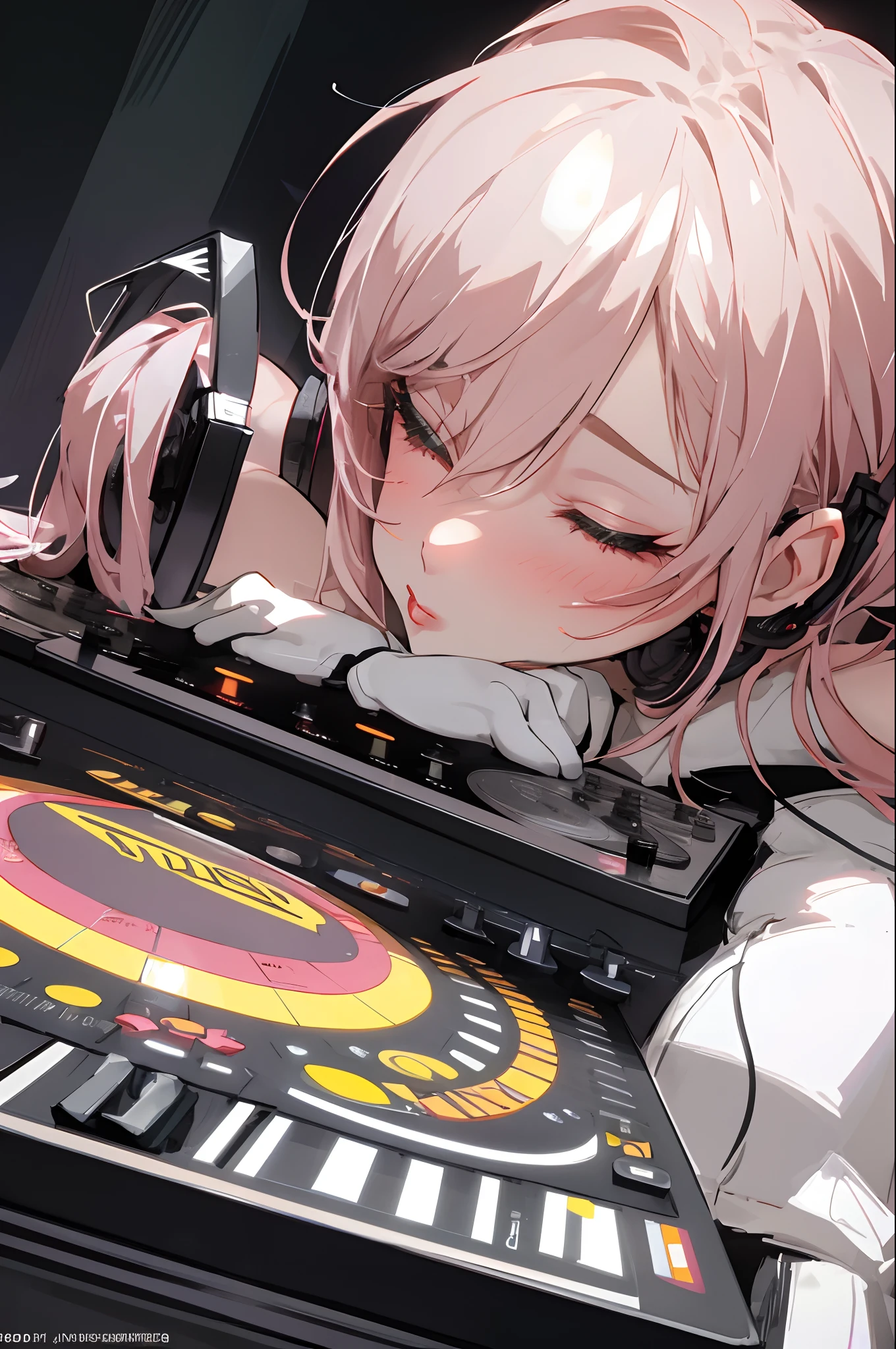 waifu attracted to dj decks, she is passionately in love with dj decks, kissing them
