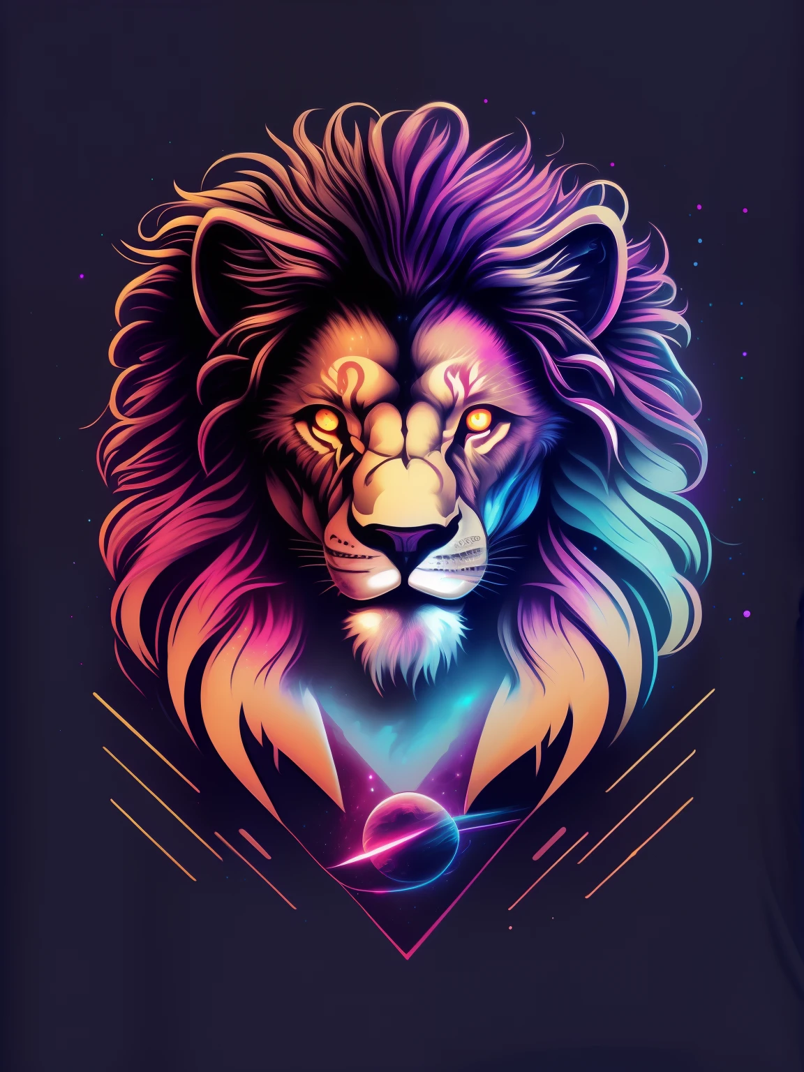 Galactic Lion, vectorial, 4k, detallado, arte en camisetas
