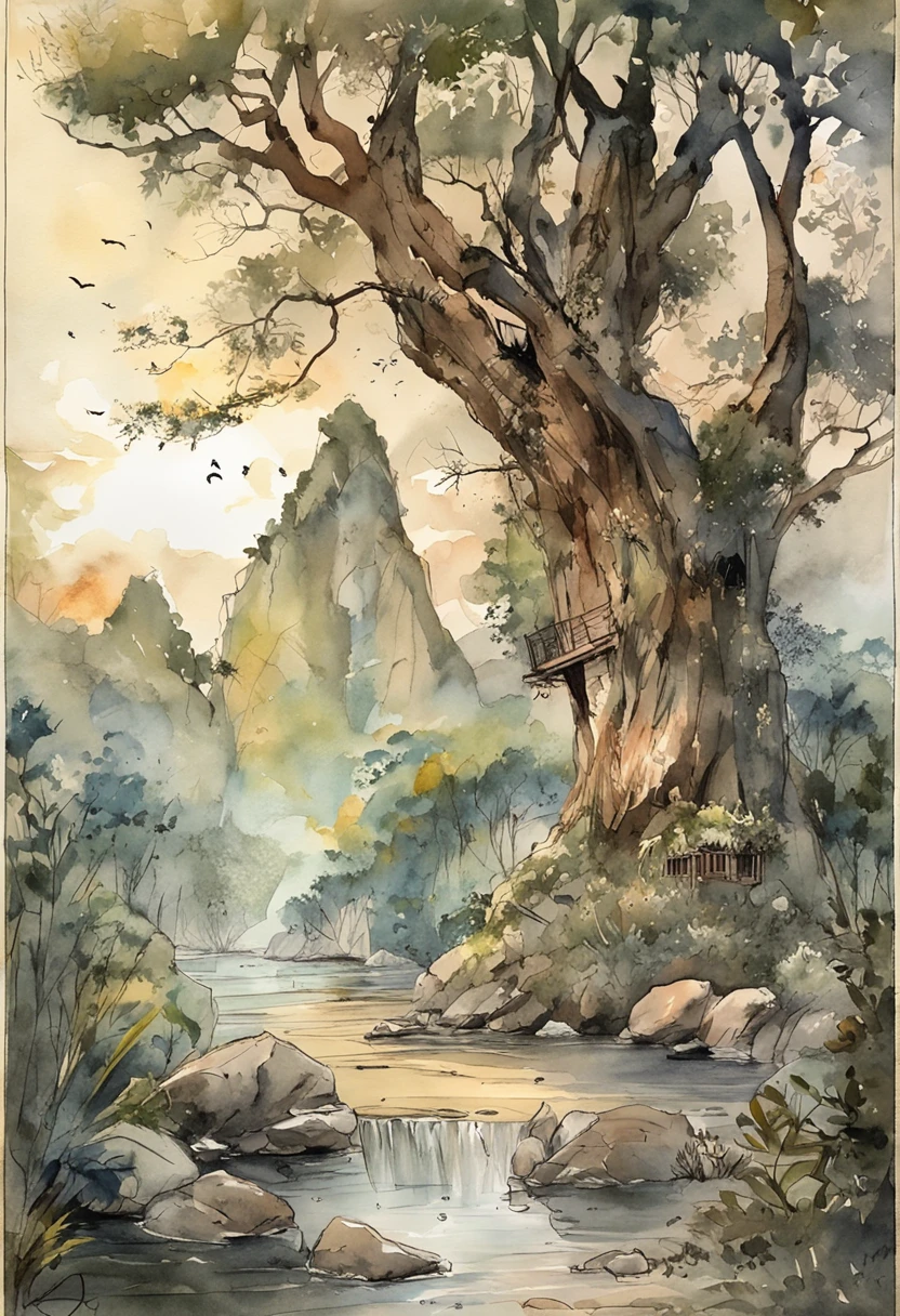 ((best qualtiy)), ((tmasterpiece)), (A detailed:1.4),Enhanced dynamic perspective,jungles,nighttime scene,starrysky,(darkly:1.4),((Baby adventurer standing in front of supergiant butterfly,Butterflies spread their huge wings,shimmering under the moonlight,A starry stream flowed before him)),Crocodiles float on the water,(Adventurer backpack),(weeds),florals,(((adventurer clothing))),Glow effects,super-fine,Works of masters,high qulity,8K分辨率,depth of fields,电影灯光,Epic shooting,high qulity,super-fine,Detailed pubic hair,Accurate,Cinematic lighting