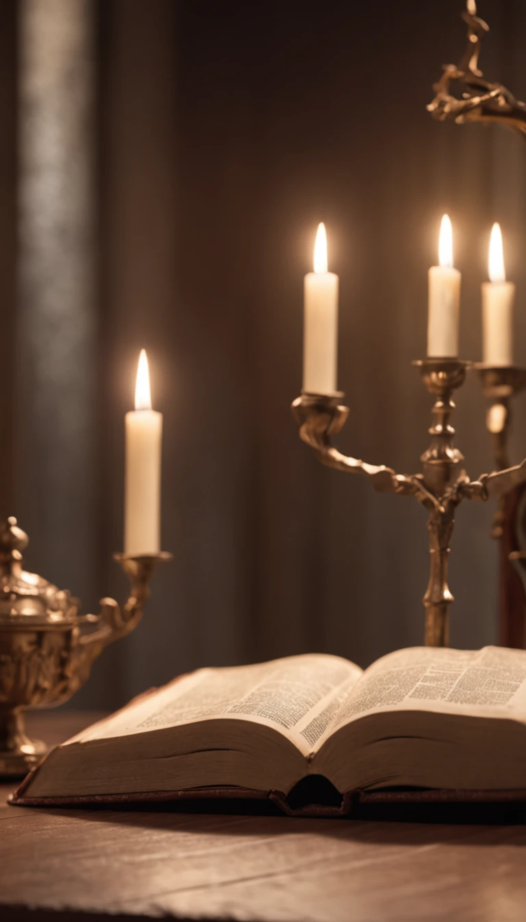 bible on the altar, 4k, ultra realistic, AR 9:16