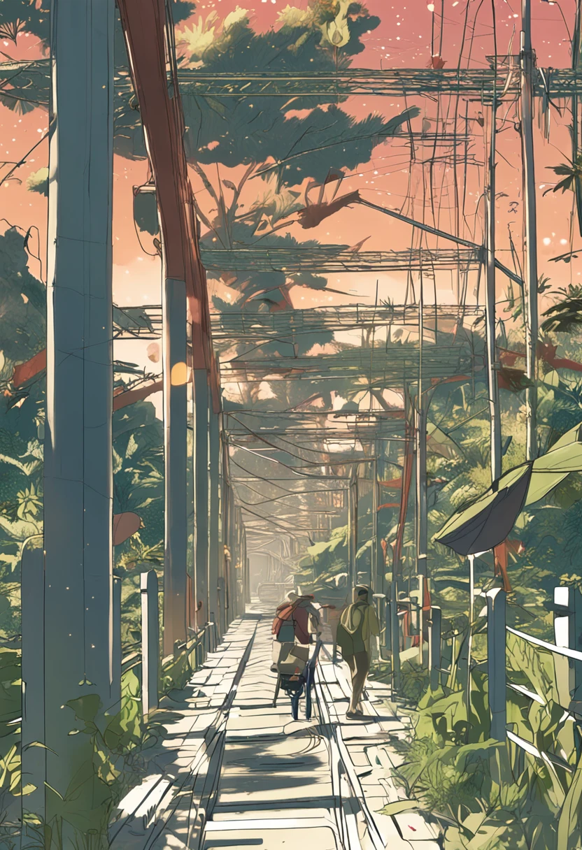 Makoto Shinkai animation art,Makoto Shinkai animated film,((best qualtiy)), ((tmasterpiece)), (A detailed:1.4),Enhanced dynamic perspective,jungles,(the night:1.4),starrysky,(darkly:1.4),(( adventurer standing in front of supergiant butterfly,Butterflies spread their huge wings,shimmering under the moonlight,A starry stream flowed in front of him)),Crocodiles float on the water,(Adventurer backpack),(weeds),florals,(((adventurer clothing))),Glow effects,super-fine,Works of masters,high qulity,8K分辨率,depth of fields,电影灯光,Epic shooting,high qulity,super-fine,Detailed pubic hair,Accurate,Cinematic lighting