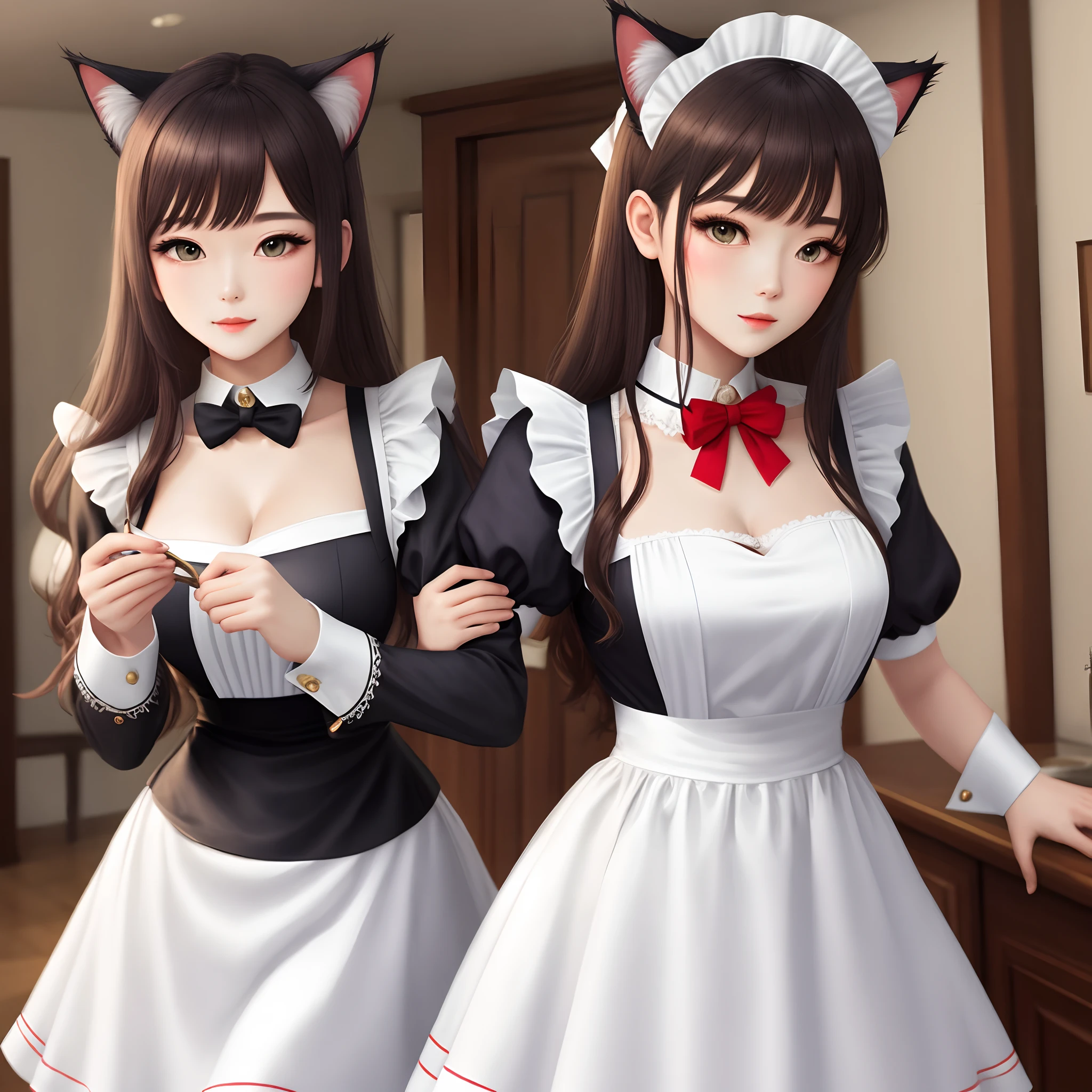masterpiece, best quality, furry, Chinese, black hair, cat hair ornament, cute face, white colored eyelashes, heart in eye, heart-shaped pupils, one eye closed, animal ear fluff , fake animal ears, endured_face, naughty_face, gradient eyes, breasts out, no bra, sexy lingerie, no_panties, white kneehighs, uwabaki, maid_headdress, cuffs, all_fours, cum_on_breast, cum_on_hair, cum_on_food, shaved_, _juice, double_penetration, uncensored,